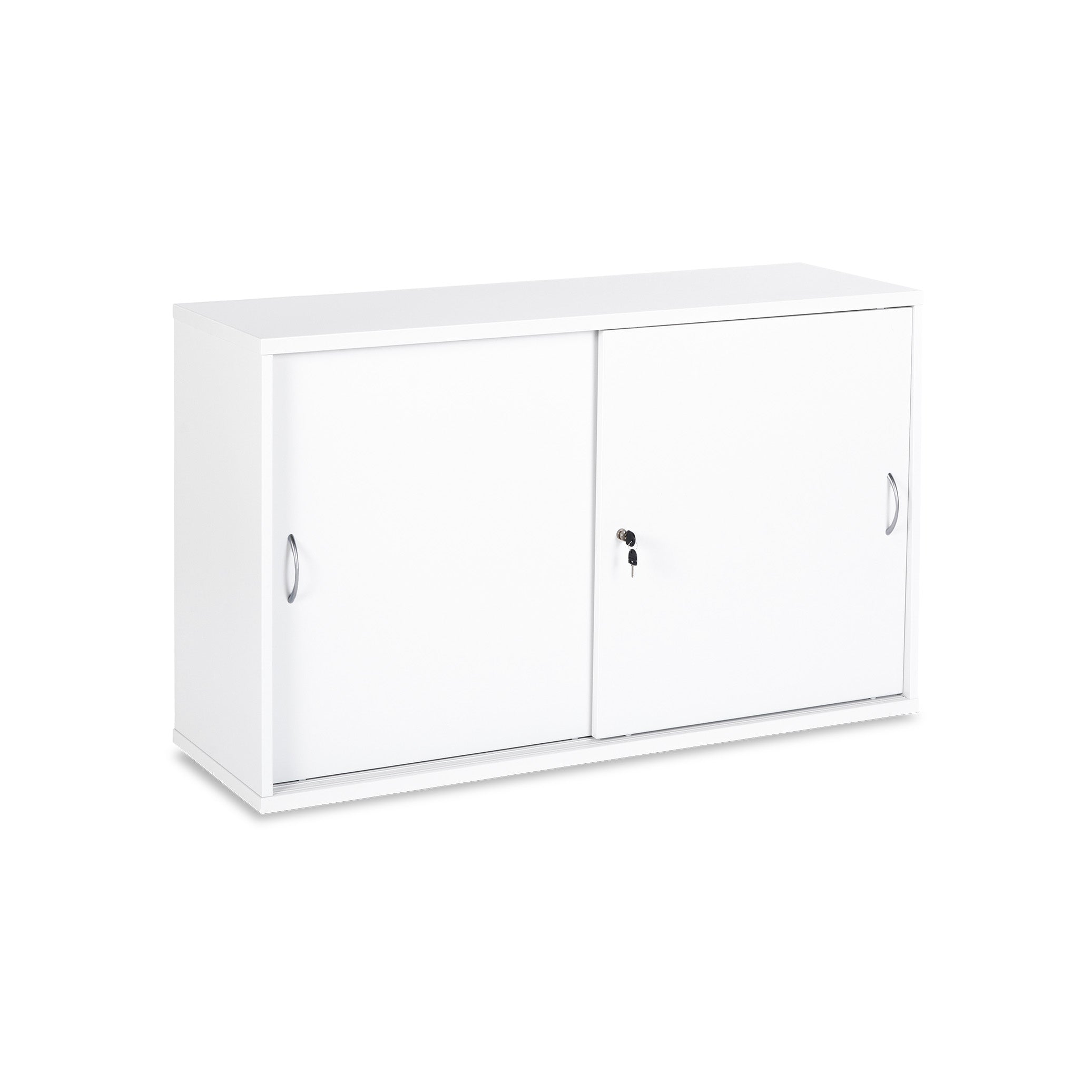 Pflegeleichter Schiebetürenschrank 1200 × 400 × 740 mm, 2 Ordnerhöhen, Farbe Weiß/Weiß