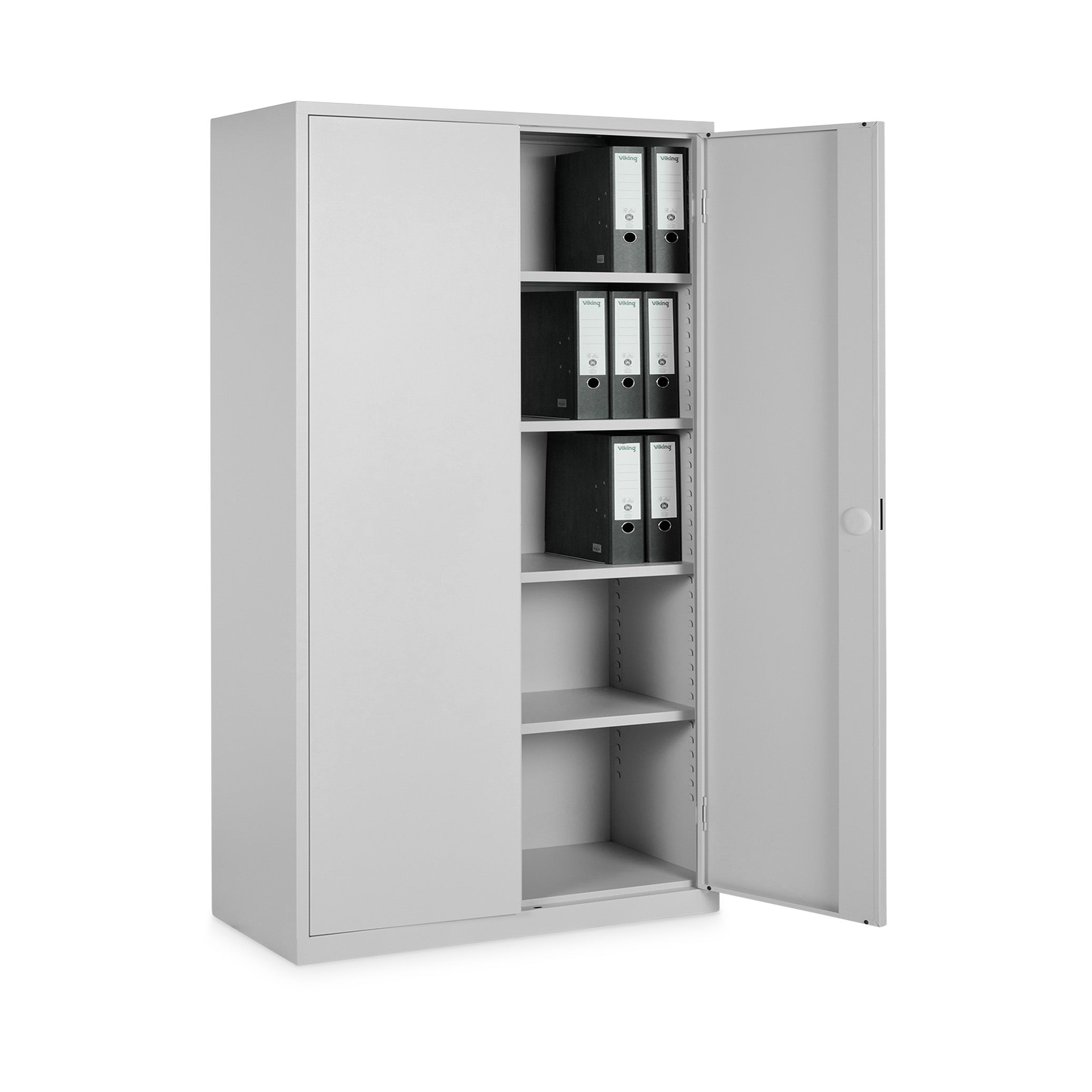 Großzügiger Flügeltürenschrank 1200 × 420 × 1950 mm, 5 Ordnerhöhen, Farbe Lichtgrau/Lichtgrau