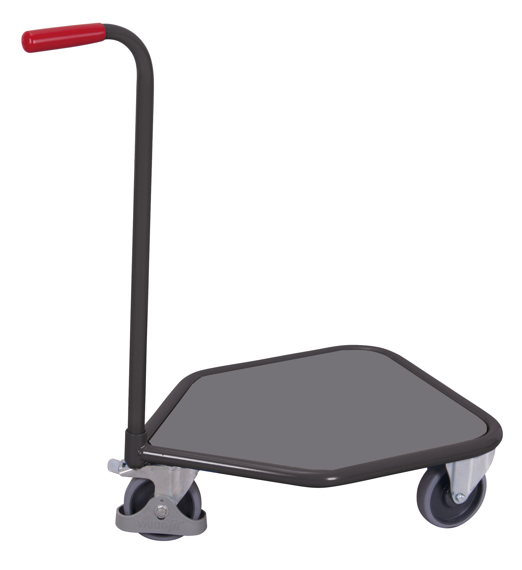 Kompakter Griffroller 785 × 450 mm mit Holzladefläche, 150 kg Traglast, RAL 7016, ideal für Lager & Kommissionierung