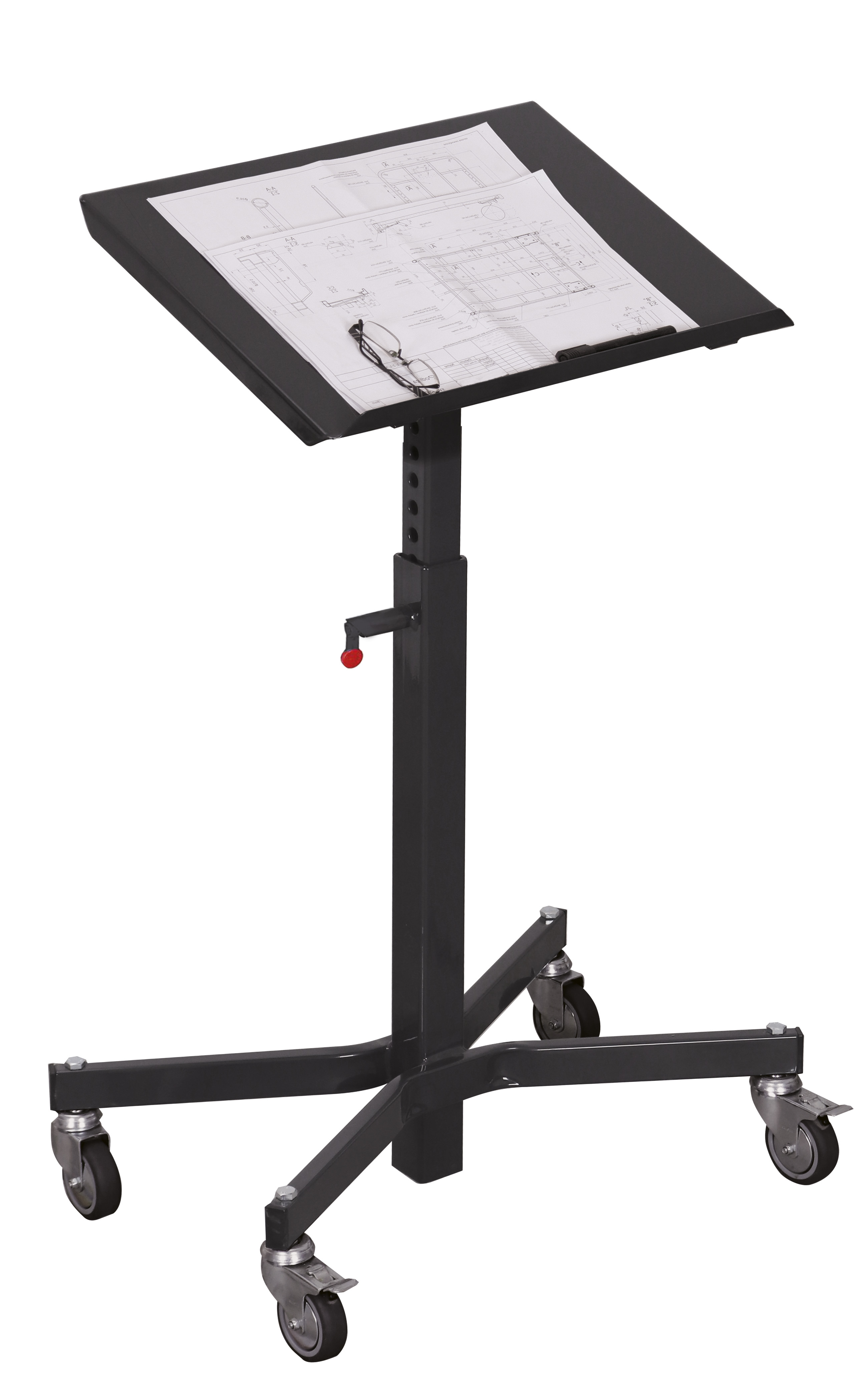 Ergonomischer Materialständer einseitig neigbar, höhenverstellbar 695 - 1065 mm, für Kisten 600 x 400 mm, RAL 7016, ideal für Montage & Logistik