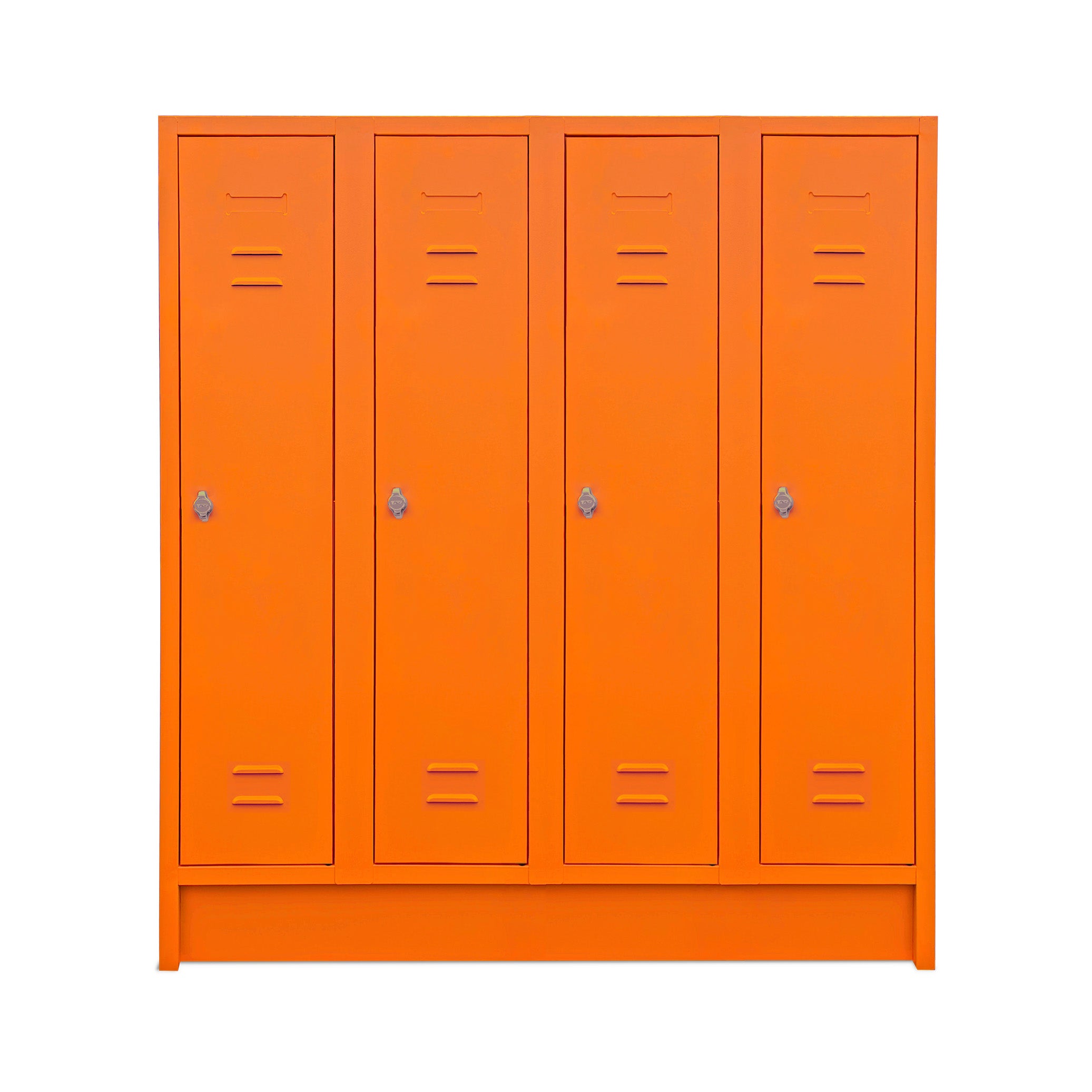 Vielseitiger Schulspind, 4 Abteile mit je 1 Fach, 1600 mm hoch, Farbe Hellrotorange