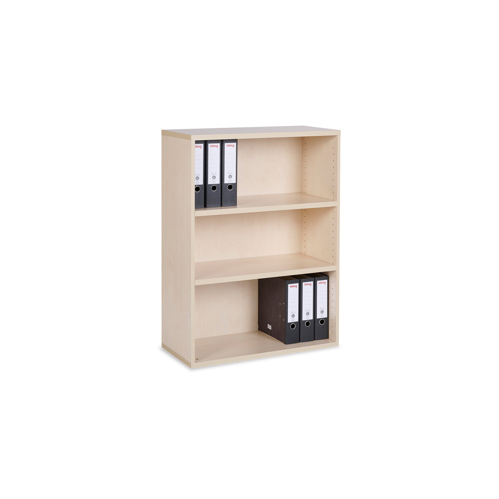 Mittelhoher Aktenschrank 800 × 375 × 1095 mm mit Flügeltüren, 3 Ordnerhöhen – Farbe Ahorn Aktenschrank aus Holz mit 3 Ordnerhöhen – Dekor Ahorn, abschließbar (800 x 393 x 1095 mm) – Kompakt, warm & vielseitig