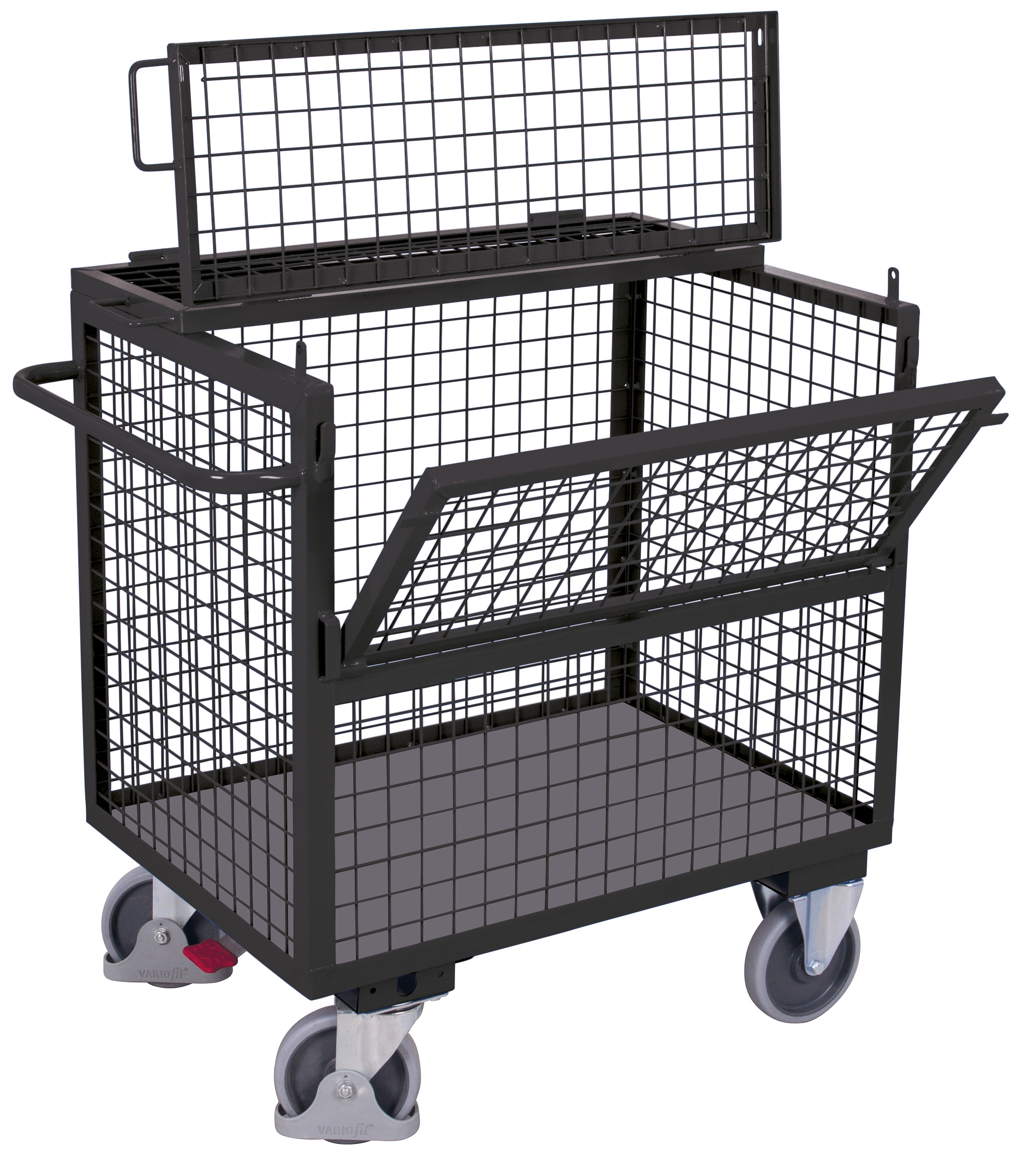 Robuster Drahtkastenwagen 1130 × 730 mm mit fest verschweißtem Deckel, 500 kg Traglast, RAL 7016, ideal für Lager & Werkstatt Vielseitiger Drahtkastenwagen 1330 × 830 mm mit fest verschweißtem Deckel, 500 kg Traglast, RAL 7016, ideal für Lager & Werkstatt
