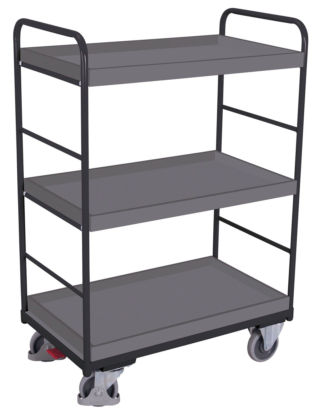 Kompakter Etagenwagen hoch 910 × 500 × 1530 mm mit herausnehmbaren Holz-Tabletts, 250 kg Traglast, RAL 7016, ideal für Lager & Werkstatt Robuster Etagenwagen hoch 1260 × 800 × 1530 mm mit herausnehmbaren Holz-Tabletts, 250 kg Traglast, RAL 7016, ideal für Lager & Werkstatt