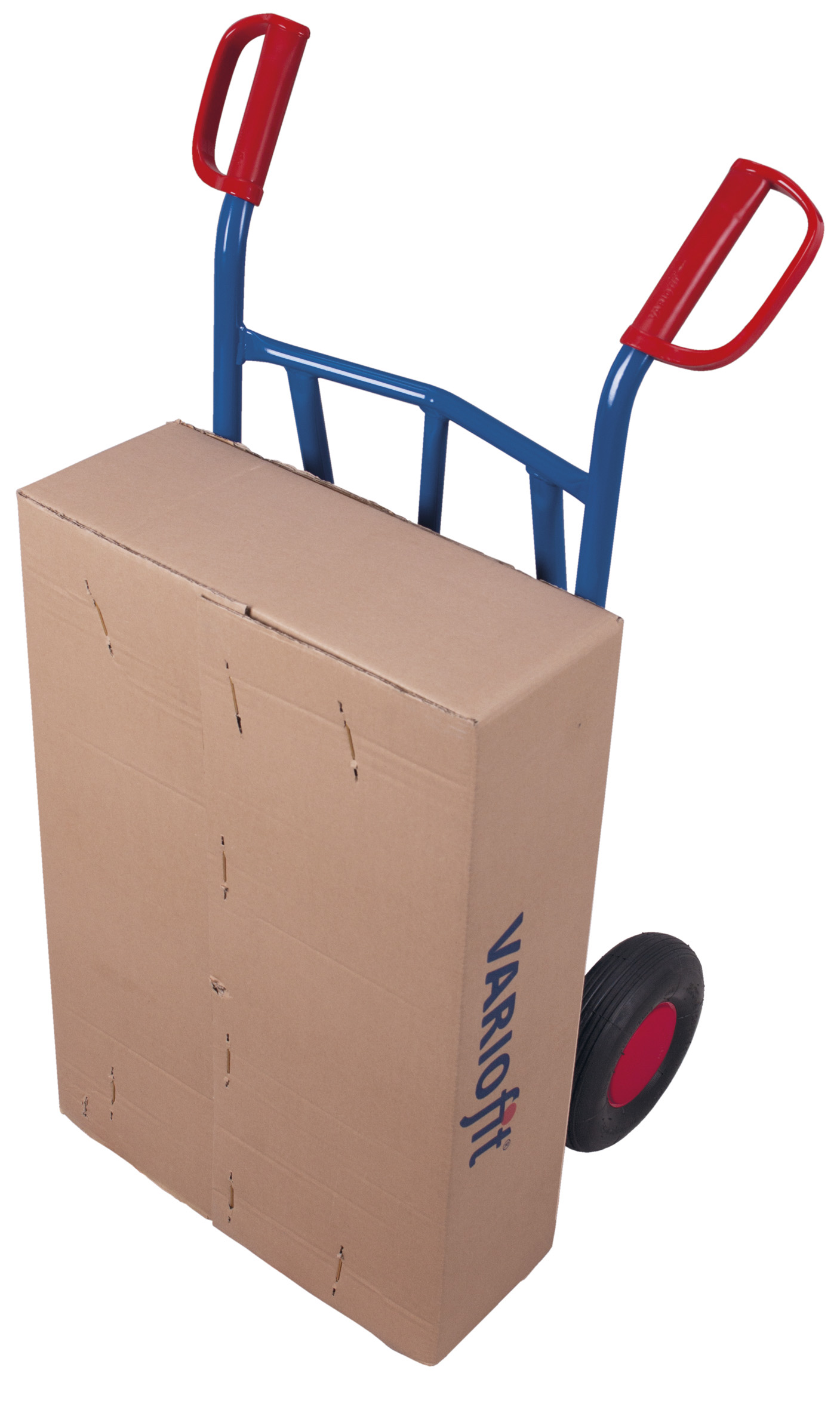 Vielseitige Stahlrohrkarre mit Luftbereifung 250 kg, Schaufel 450 × 120 mm, RAL 5010 – ideal für Werkstatt & Lager