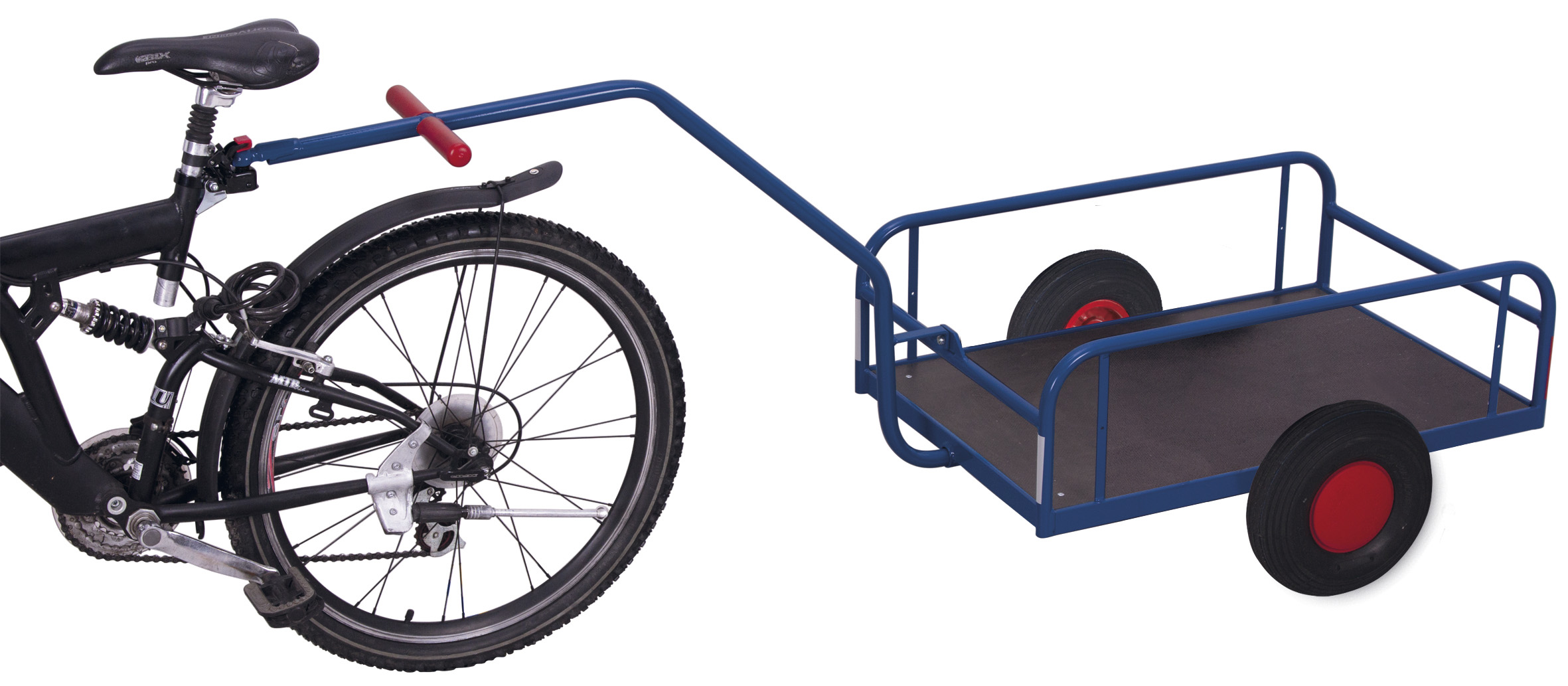 Vielseitiger Fahrradanhänger ohne Bordwand 1795 × 685 mm mit Siebdruck-Ladefläche, 200 kg Traglast, RAL 5010 Geräumiger Fahrradanhänger ohne Bordwand 2135 × 810 mm mit Siebdruck-Ladefläche, 400 kg Traglast, RAL 7016