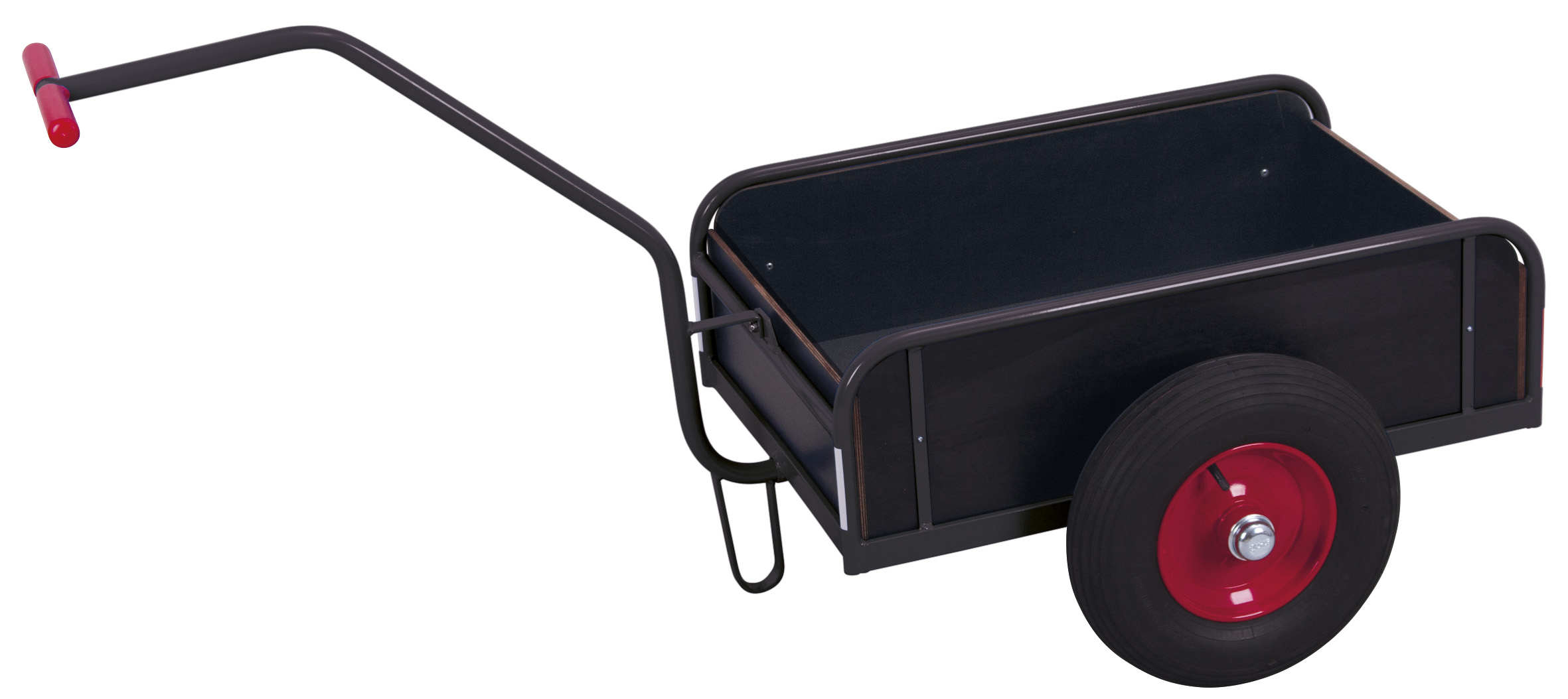 Langlebiger Handwagen mit Bordwand und Luftbereifung 1230 × 675 mm mit Siebdruck-Ladefläche, 200 kg Traglast, RAL 7016 Strapazierfähiger Handwagen mit Bordwand und Luftbereifung 1440 × 950 mm mit Siebdruck-Ladefläche, 400 kg Traglast, RAL 7016