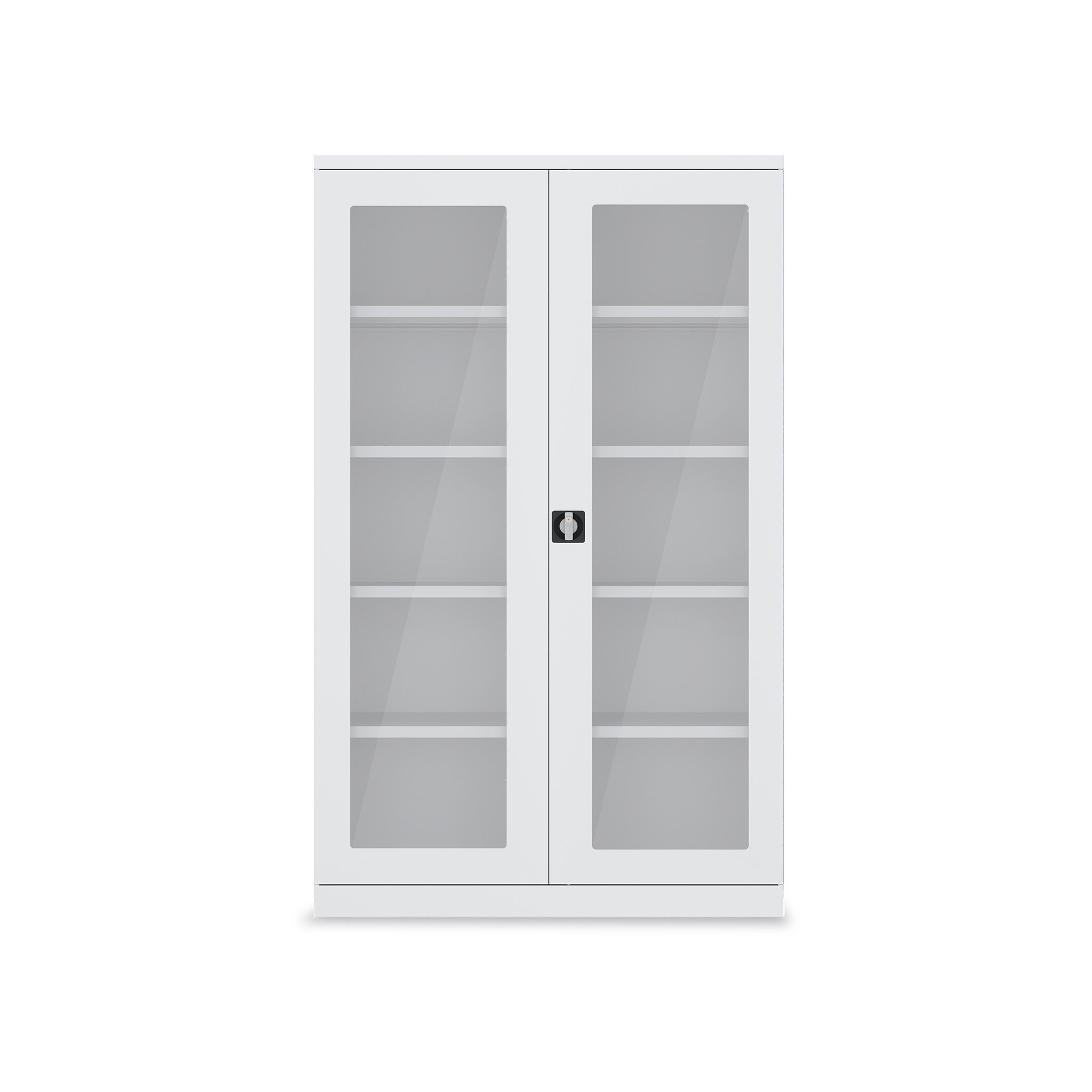Werkstattschrank mit Acrylglasfenstern 1200 × 660 × 1950 mm – 4 Fachböden, Farbe lichtgrau