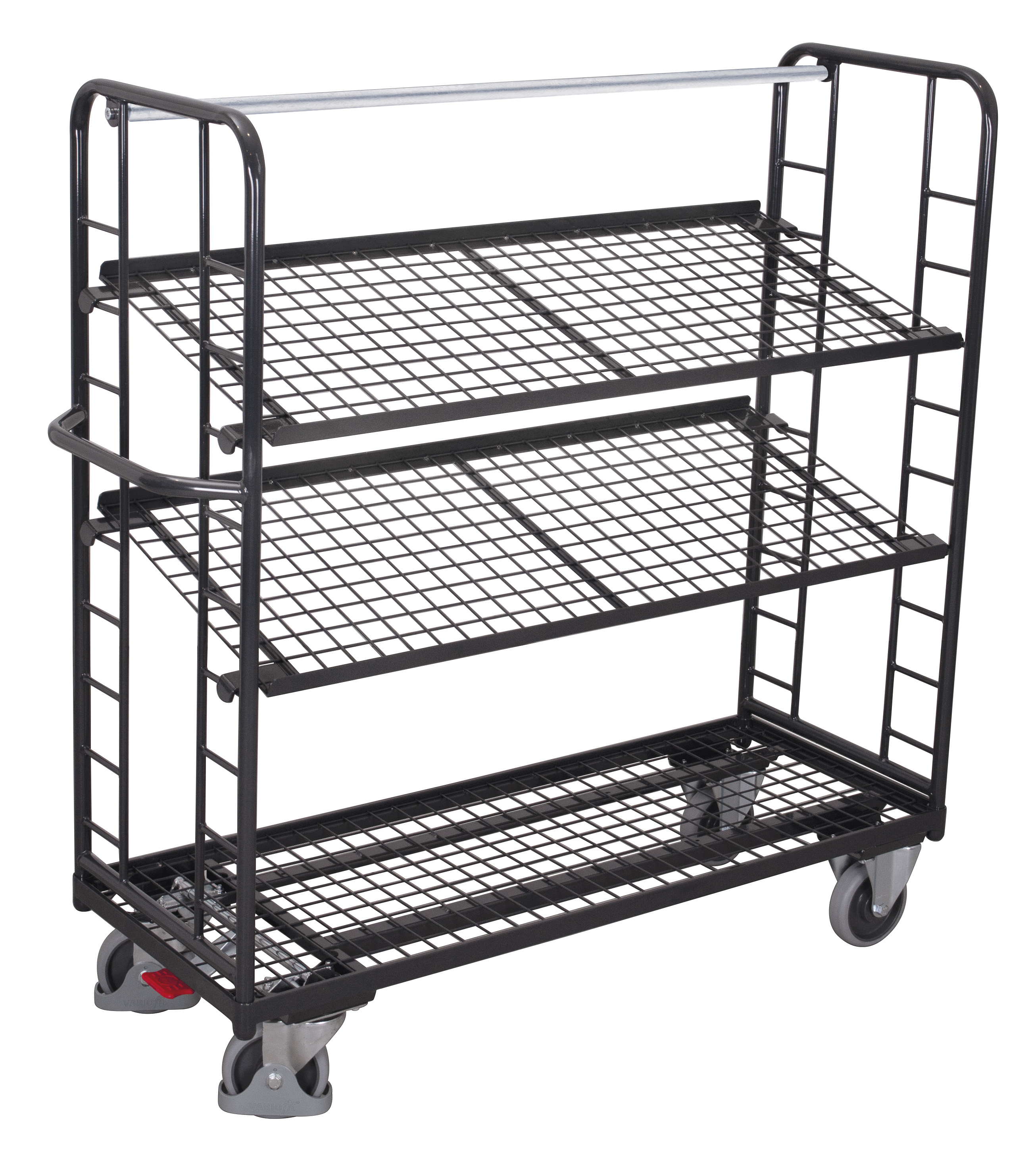 Stabiler Etagenwagen 1510 × 550 × 1535 mm mit 3 Drahtgitterböden, 250 kg Traglast, RAL 7016, ideal für Kommissionierung & Werkstatt Zuverlässiger Etagenwagen 1805 × 650 × 1575 mm mit 3 Drahtgitterböden, 400 kg Traglast, RAL 7016, ideal für Kommissionierung & Werkstatt