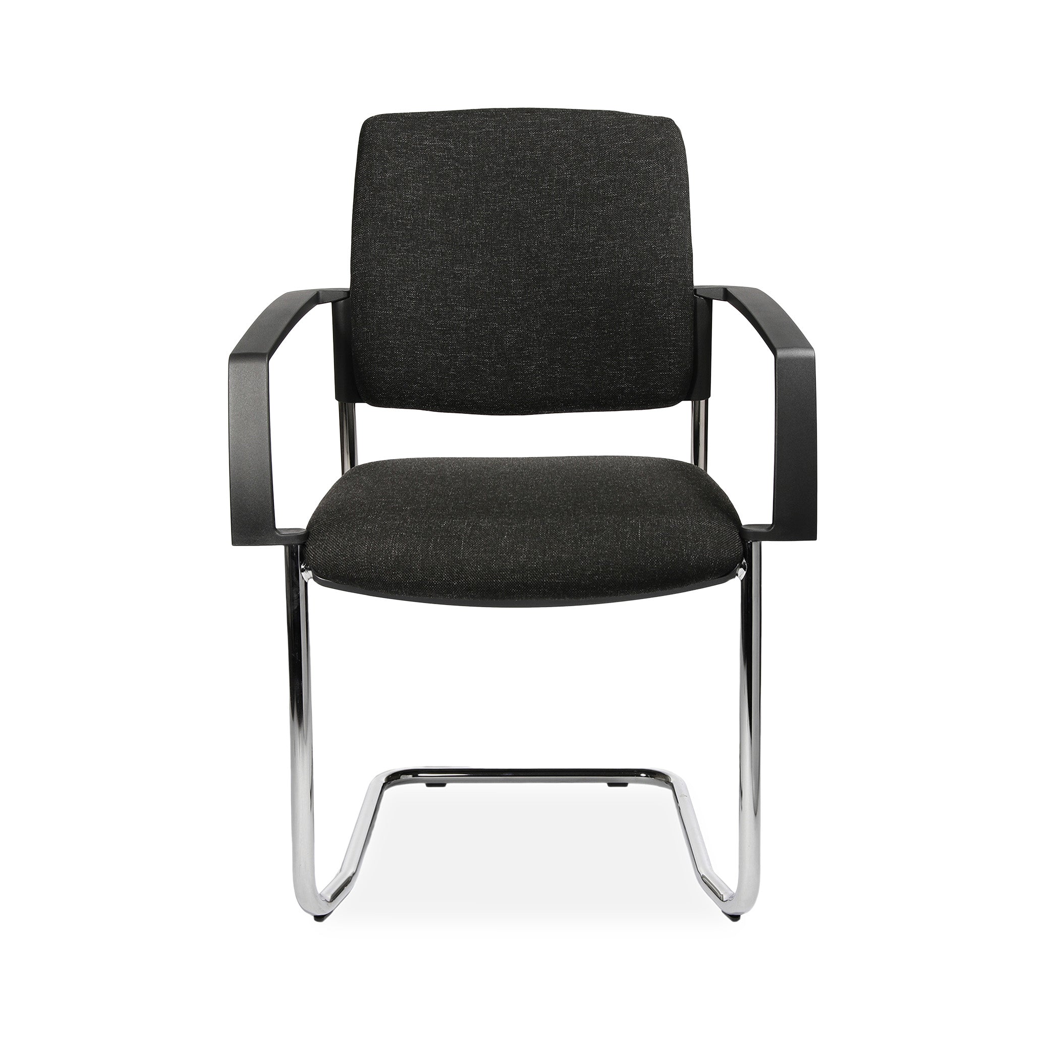 Freischwinger BTOB 20 mit Polsterrücken und Chromgestell – stapelbar bis 6 – für Seminar & Meeting – Anthrazitfarbenes Polster – elegant & bequem