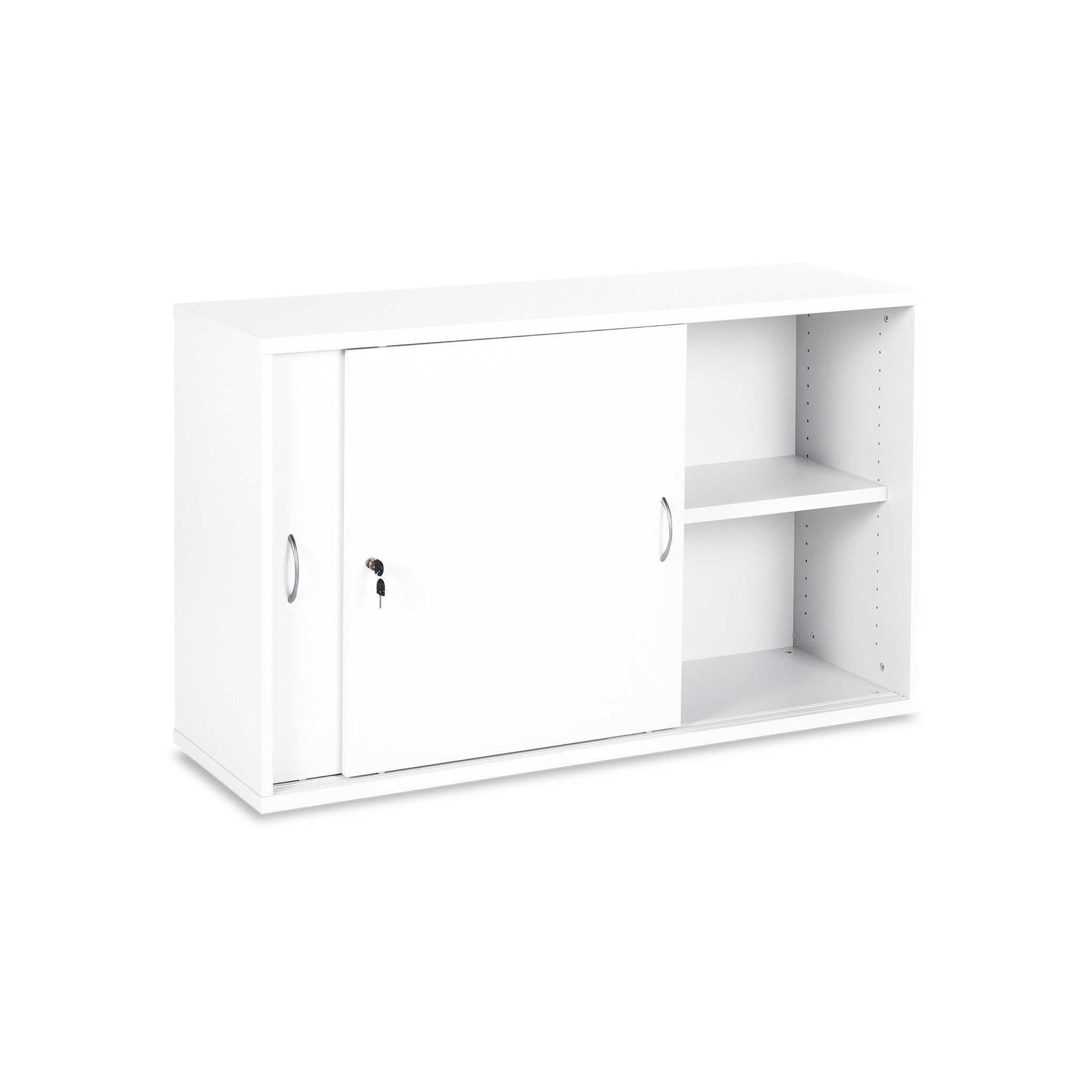 Pflegeleichter Schiebetürenschrank 1200 × 400 × 740 mm, 2 Ordnerhöhen, Farbe Weiß/Weiß