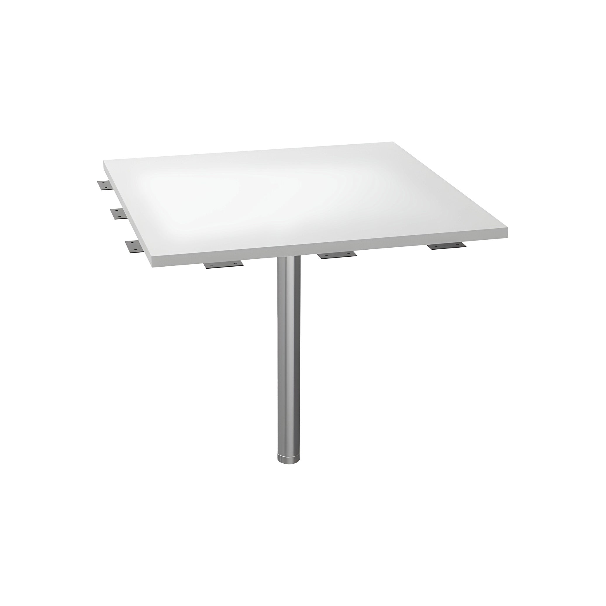 Quadratische Verkettungsplatte mit Stützfuß für T-Fuß-Schreibtisch, feste Höhe 730 mm, Dekor grau