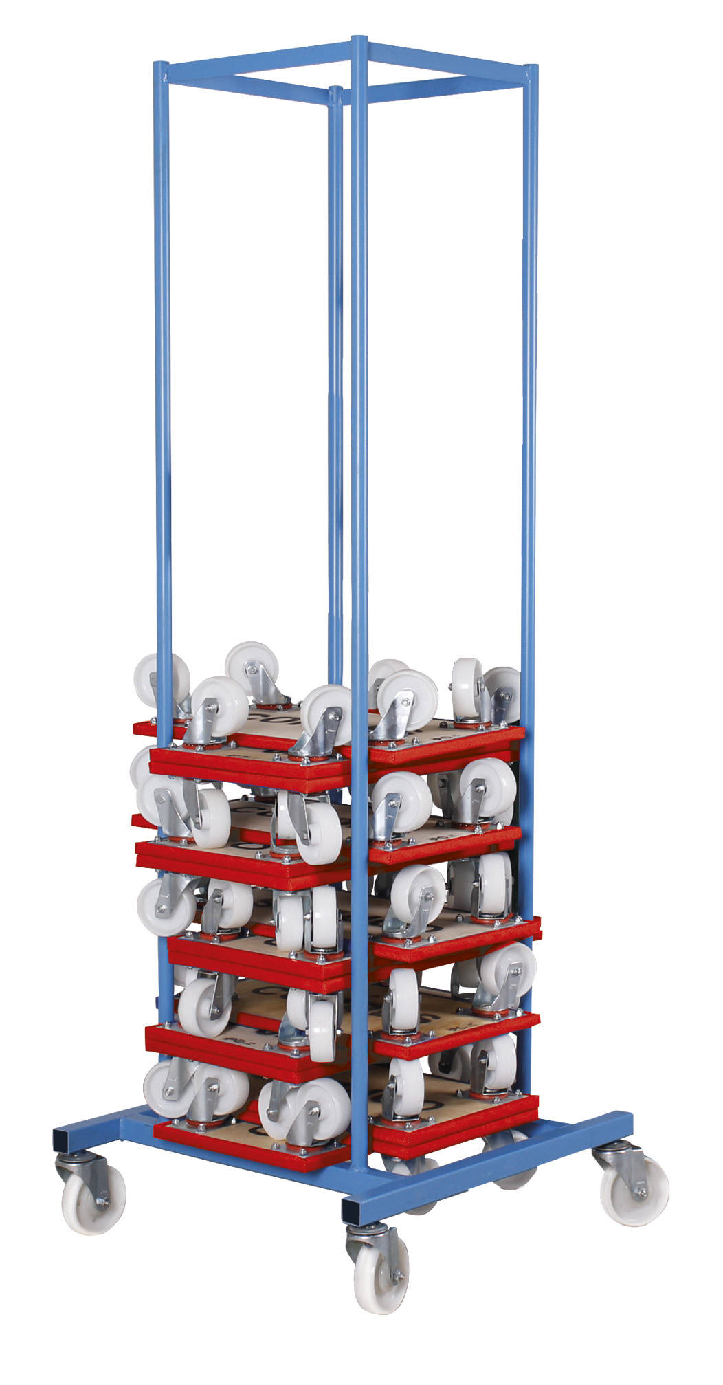 Geräumiger Möbelhundsammler für 40 Stück, 700 × 720 × 2000 mm, 250 kg Traglast, RAL 5012