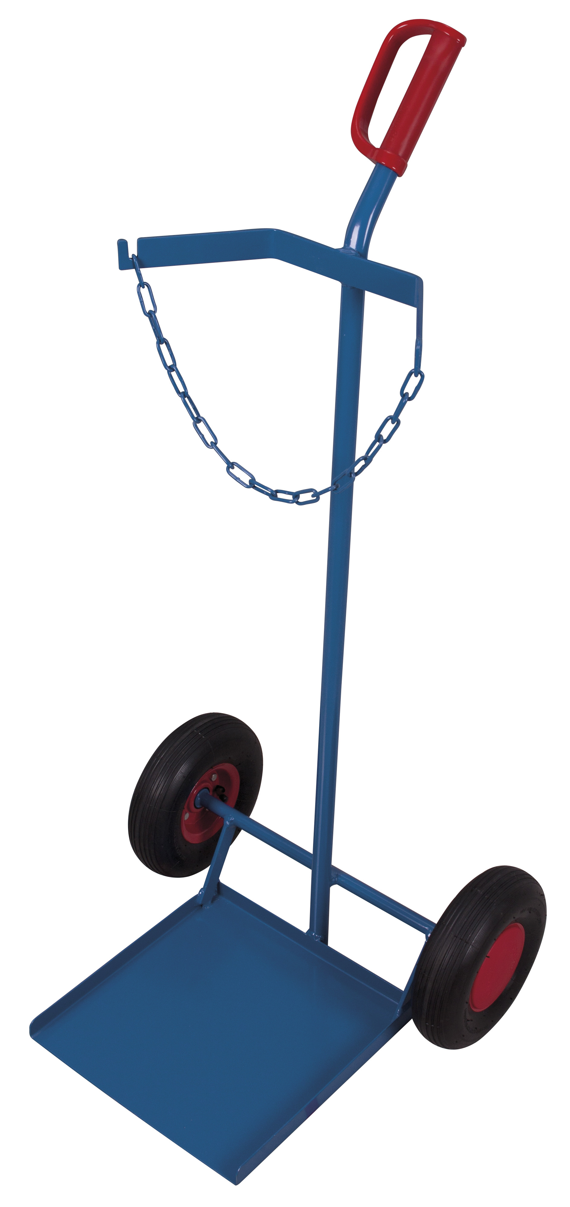 Robuste Stahlflaschenkarre für 1 Propangasflasche 33 kg, 570 x 555 x 1250 mm, 100 kg Traglast, Luftbereifung, RAL 5010, ideal für sicheren Transport Robuste Stahlflaschenkarre für 1 Propangasflasche 33 kg, 570 x 555 x 1250 mm, 100 kg Traglast, Luftbereifung, RAL 5010, ideal für sicheren Transport