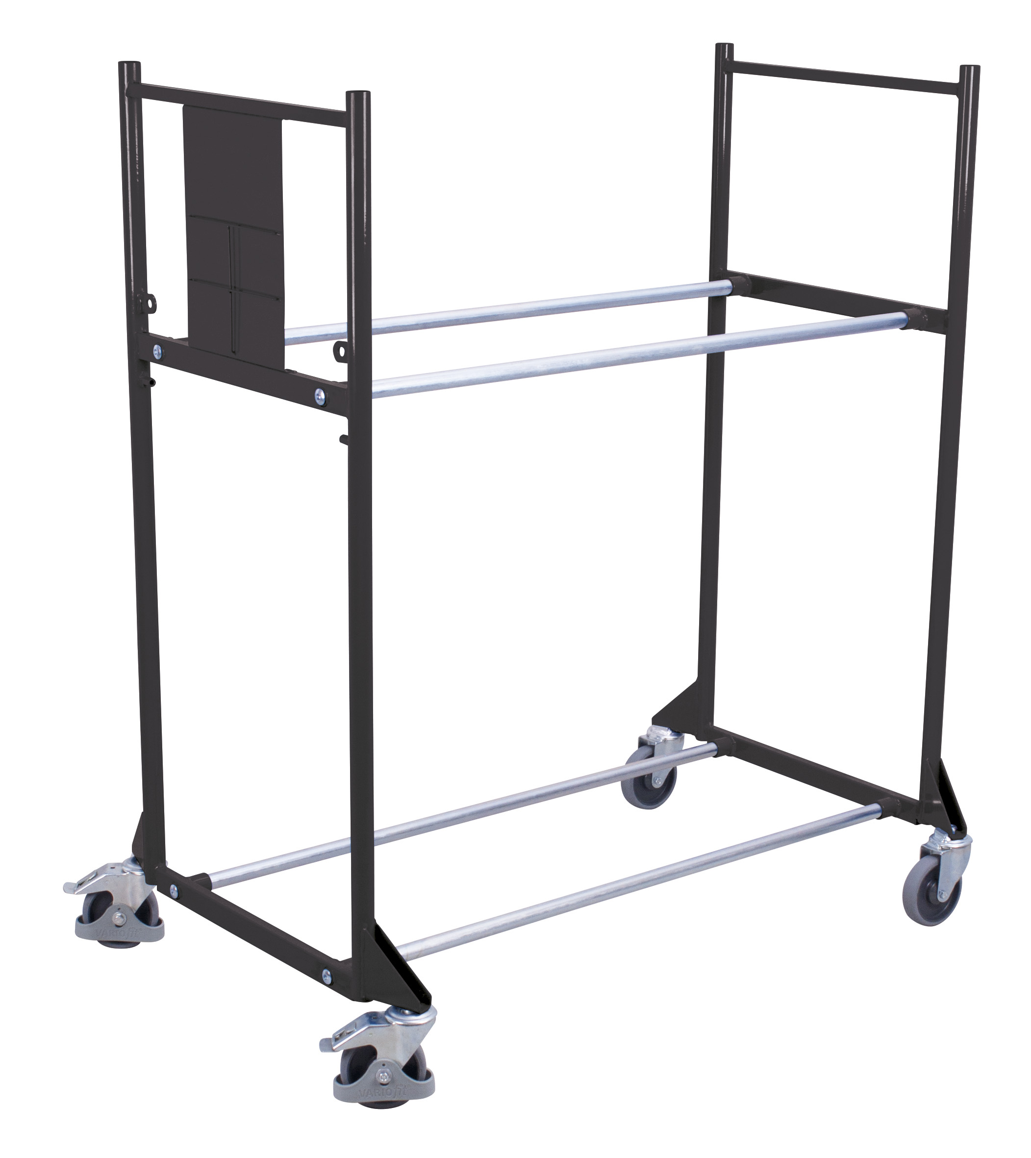 Moderner Reifenwagen mit 2 Etagen 1205 x 780 x 1430 mm, verstellbar, 300 kg Traglast, thermoplastische Gummibereifung, RAL 7016