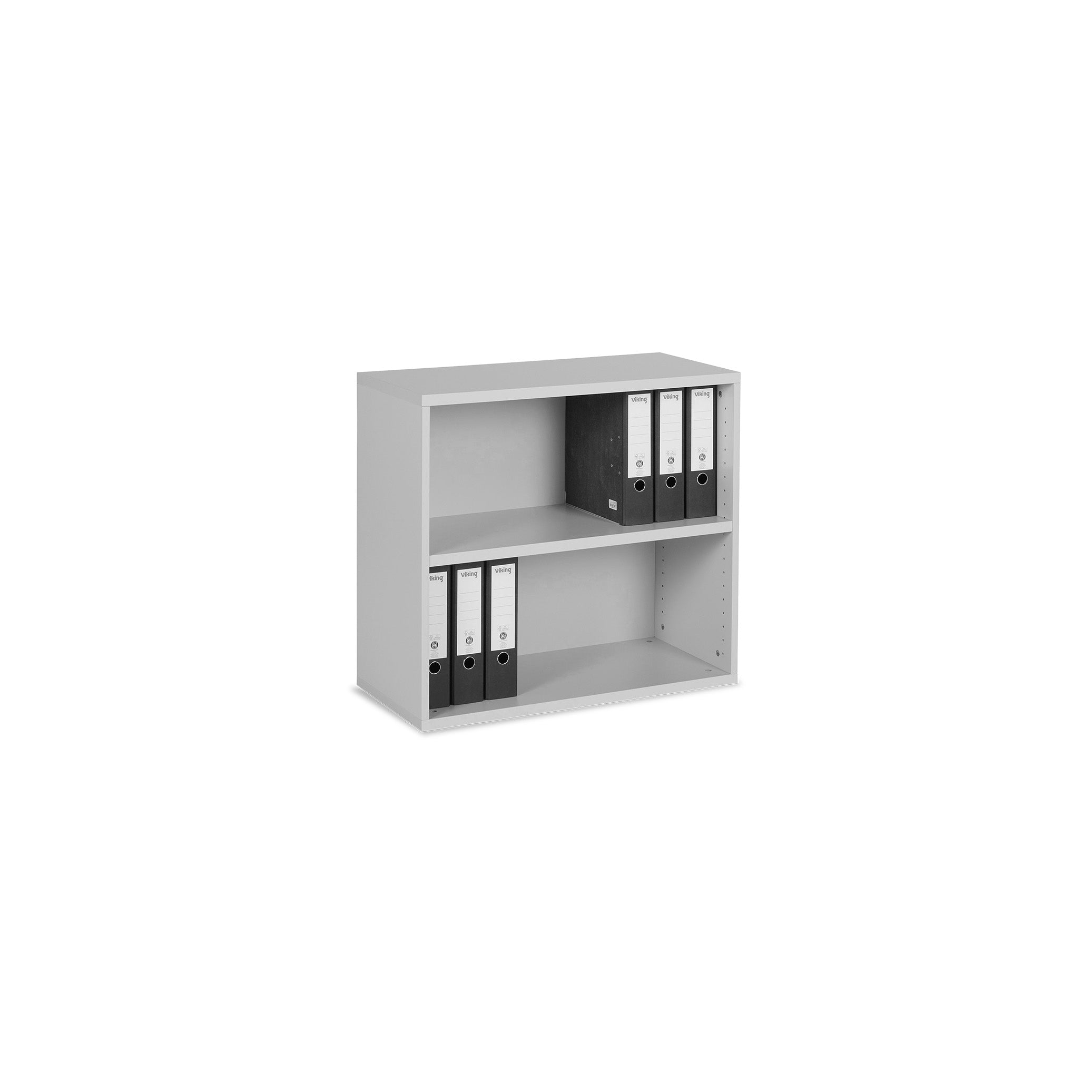 Kompakter Aktenschrank 800 × 375 × 740 mm mit Flügeltüren, 2 Ordnerhöhen – Farbe Grau Aktenschrank Holz 2 Ordnerhöhen 800x393x740 mm, grau – sicher & kompakt