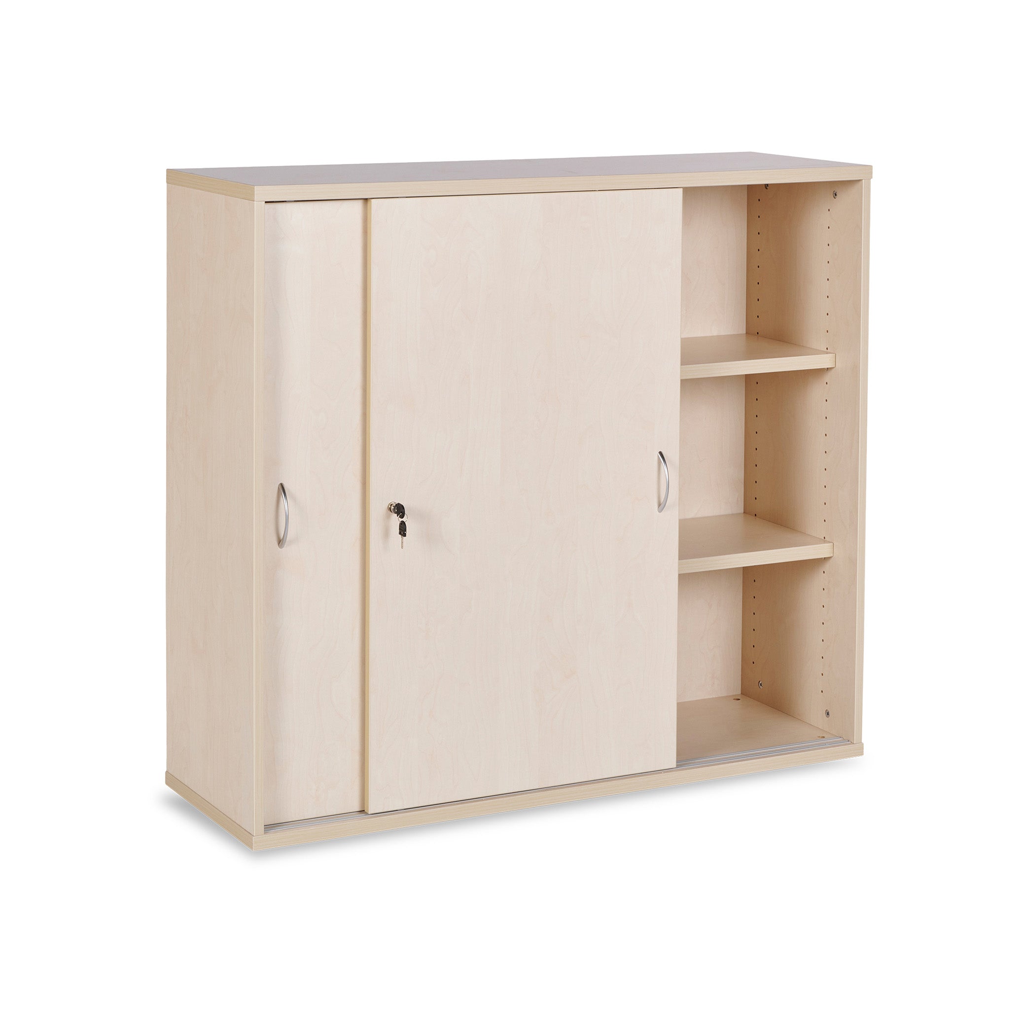 Funktionaler Schiebetürenschrank 1200 × 400 × 1095 mm, 3 Ordnerhöhen, Farbe Ahorn/Ahorn