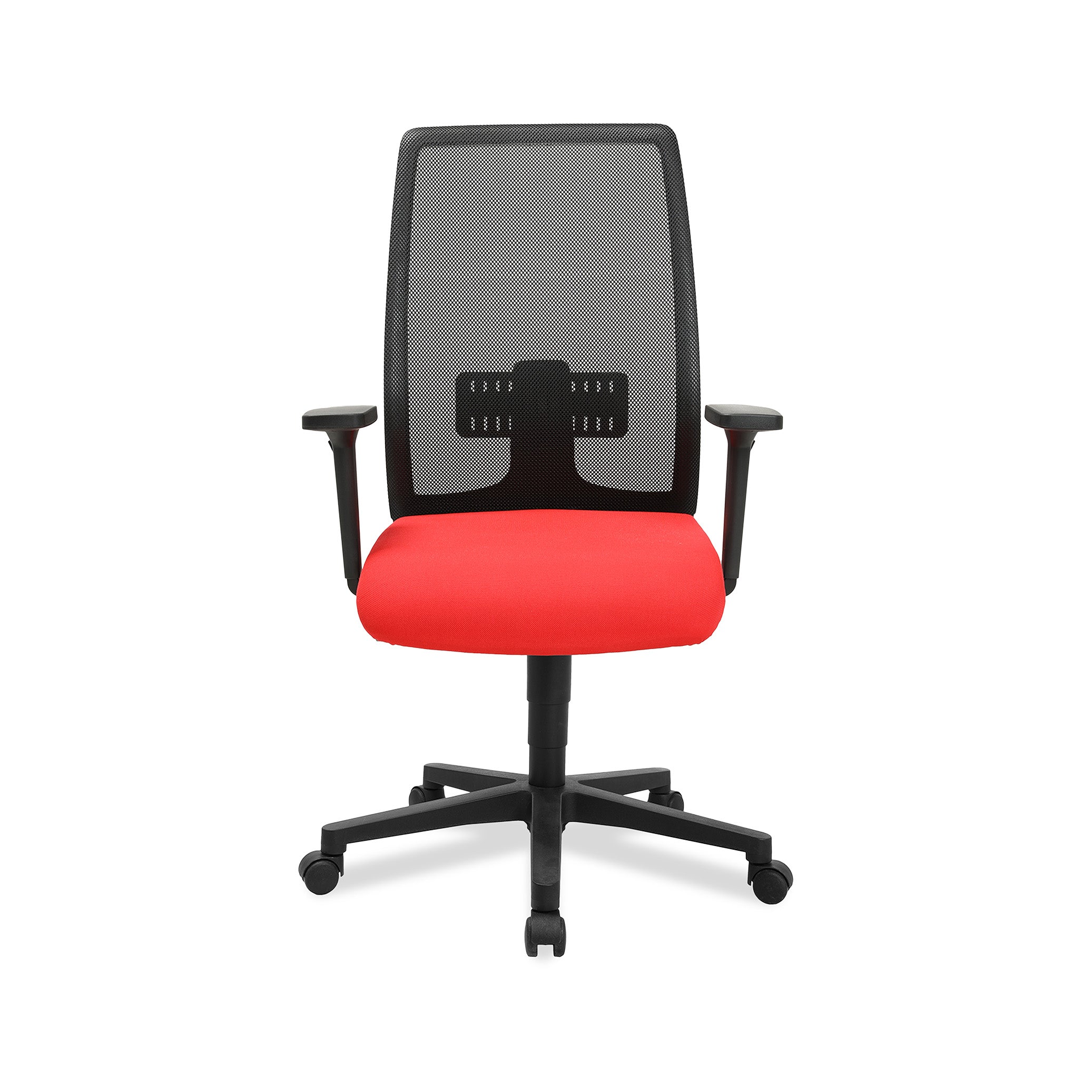 Bürodrehstuhl Eurostar 200 – Ergonomischer Bürostuhl mit h Ordnerhöhener Rückenlehne & Lendenwirbelstütze, Korall Rot | GS geprüft