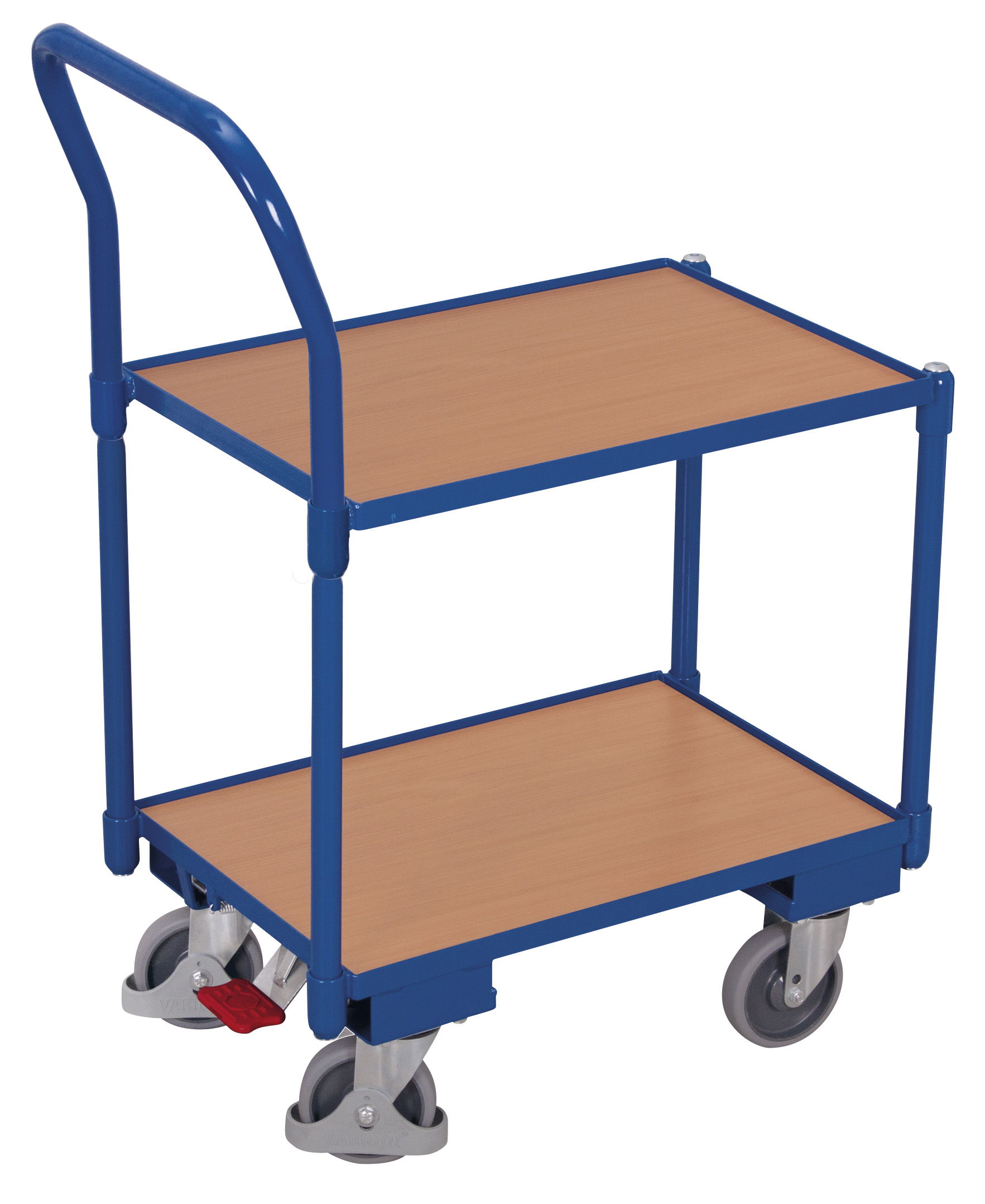 Robuster Plattformroller 770 × 415 mm mit 2 Holzböden, 10 mm Rand, Eckhülsen und Schiebebügel, 250 kg Traglast, RAL 5010, ideal für Lager & Kommissionierung Robuster Plattformroller 770 × 415 mm mit 2 Holzböden, 10 mm Rand, Eckhülsen und Schiebebügel, 250 kg Traglast, RAL 5010, ideal für Lager & Kommissionierung