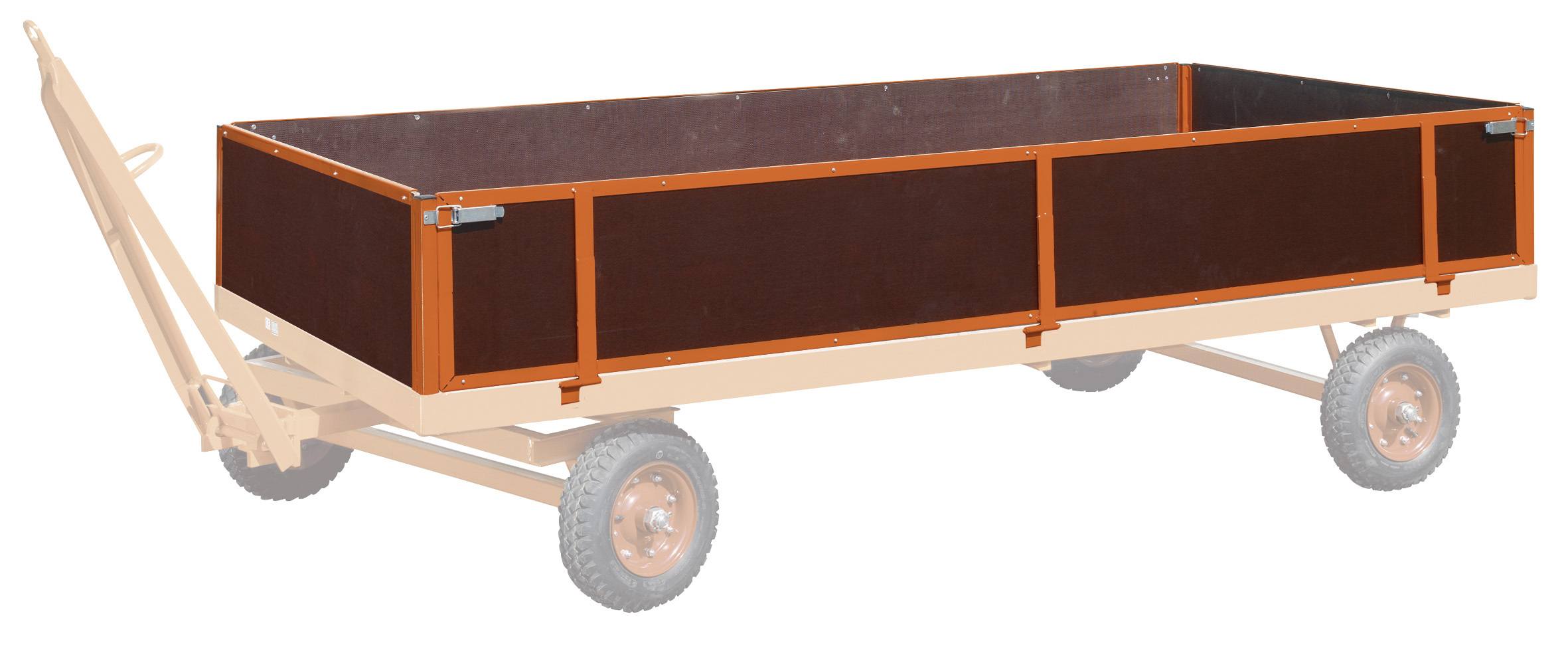 Stabile Bordwände 2000 × 1000 mm für Industrieanhänger, 400 mm Höhe, RAL 2004, ideal zur Ladungssicherung Stabile Bordwände 3000 × 1500 mm für Industrieanhänger, 400 mm Höhe, RAL 2004, ideal zur Ladungssicherung