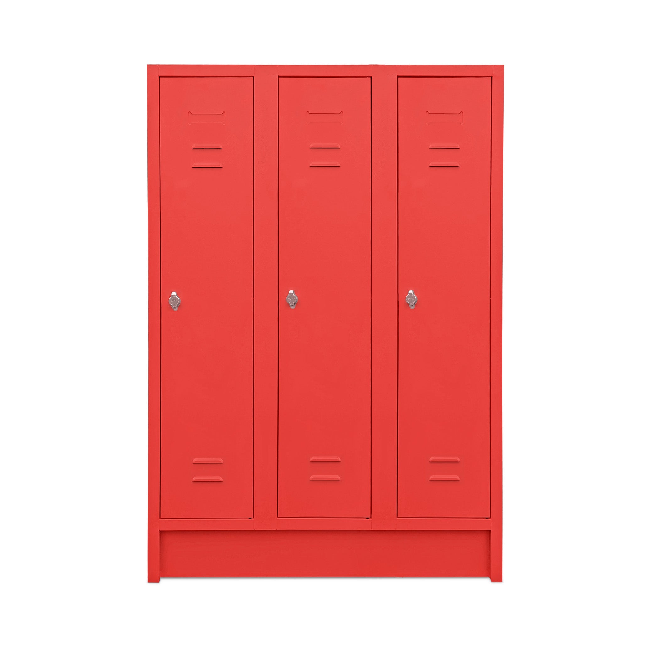 Farbenfr Ordnerhöhener Schulspind mit 3 Abteilen – Höhe 1600 mm – Feuerrot für Sicherheit & Struktur im Alltag