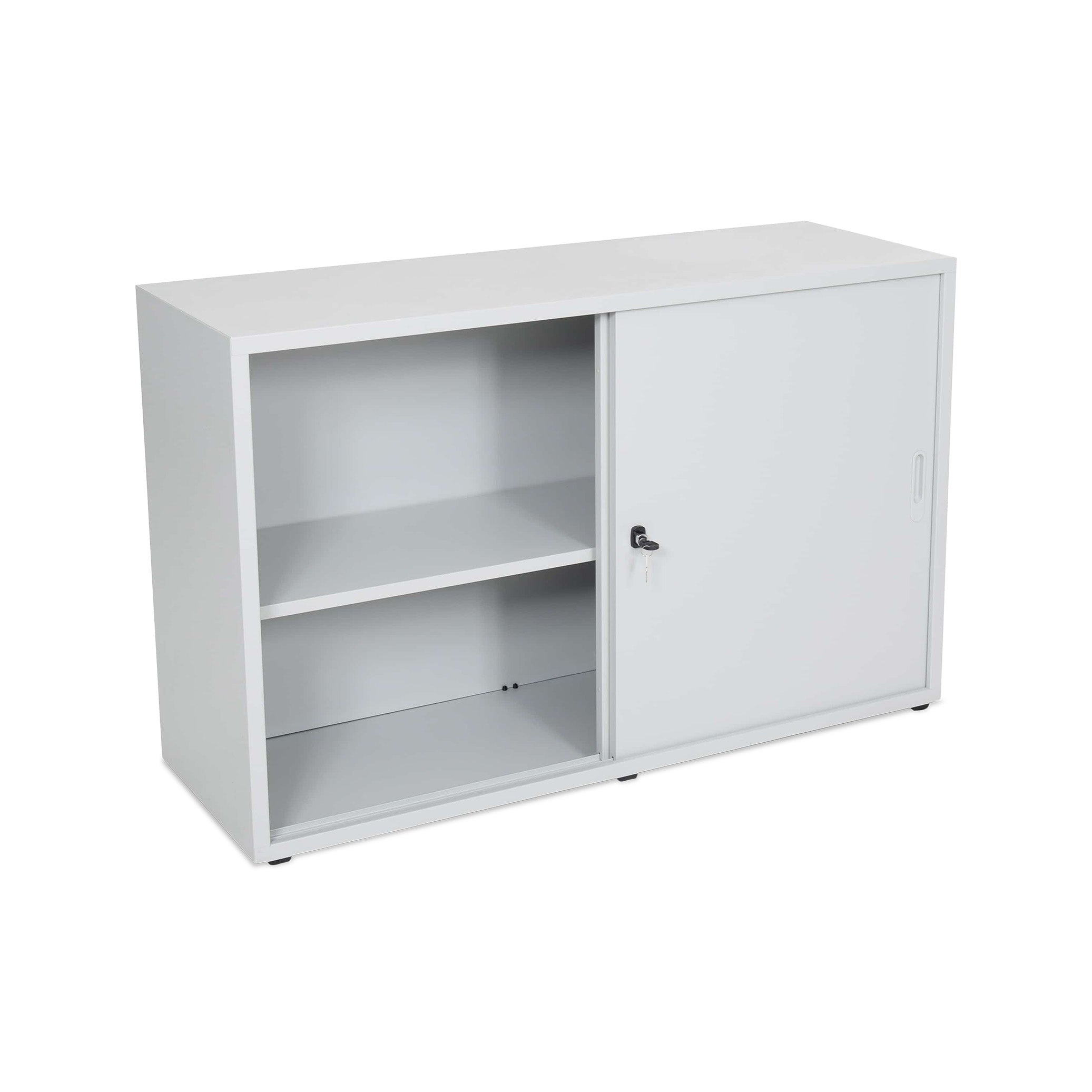 Kompakter Schiebetürenschrank 1200 × 420 × 750 mm, farbe lichtgrau / lichtgrau Kompakter Schiebetürenschrank 1200 × 420 × 750 mm, farbe lichtgrau / lichtgrau