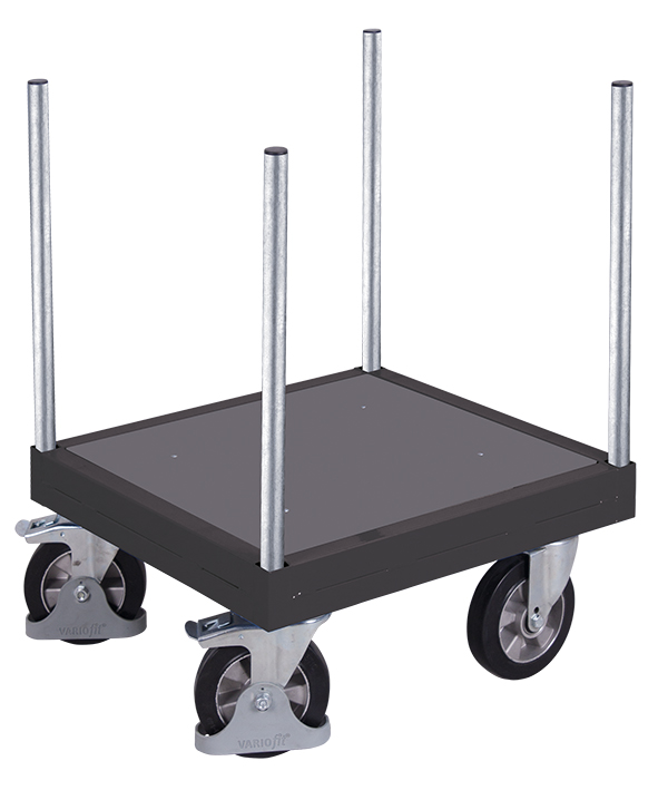 Kompakter Langmaterialroller, 1200 kg Traglast, 700 × 700 × 940 mm, RAL 7016