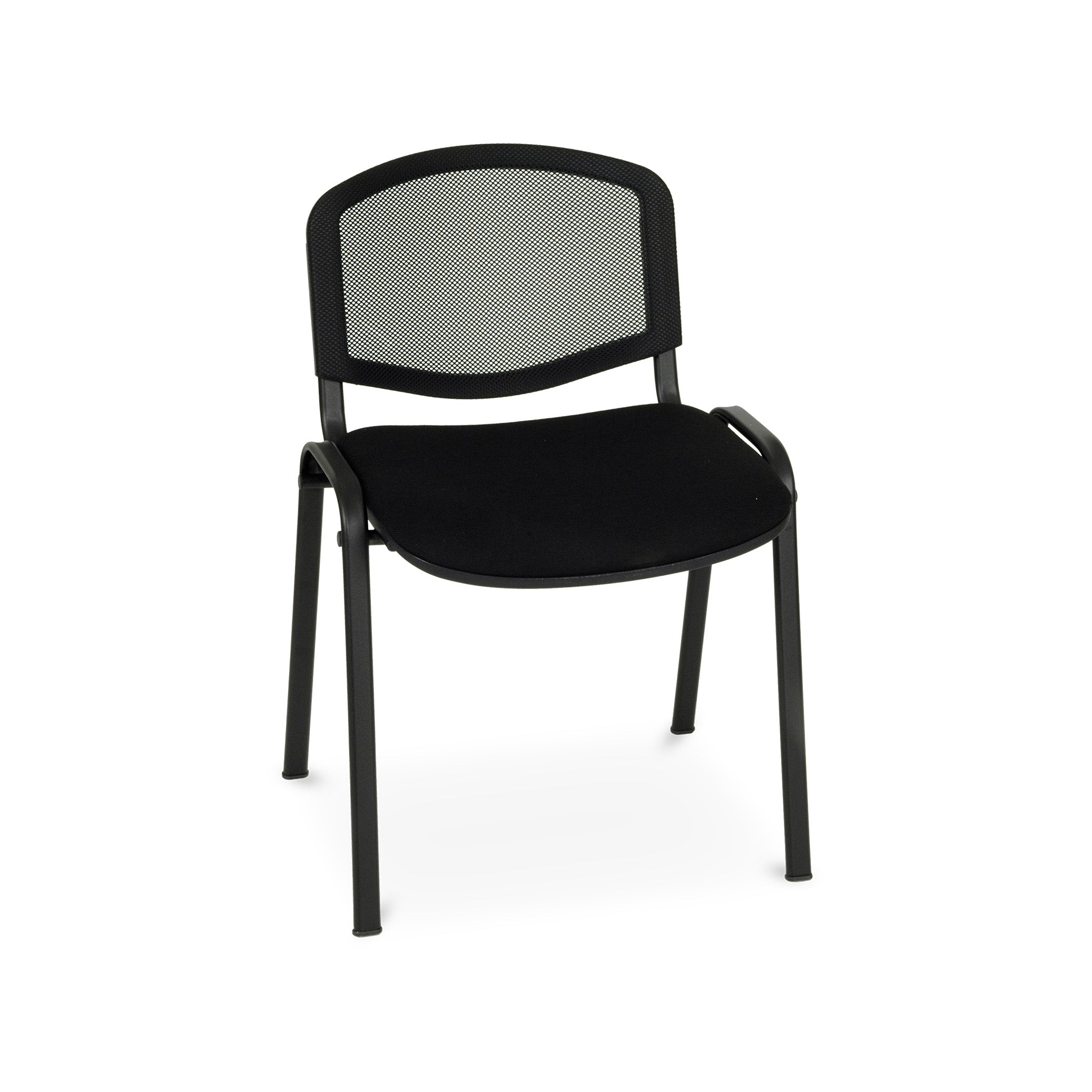 Kompakter Besucherstuhl, mit schwarzem Gestell, Farbe Schwarz/Schwarz