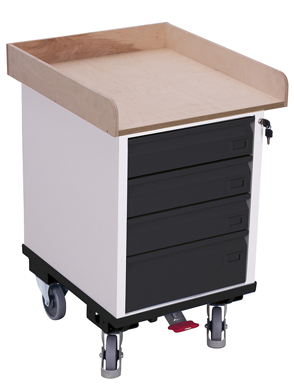 Kompakter Schubladenschrank mit Umrandung und 1 Ladefläche, 150 kg Traglast, RAL 7016, 575 × 660 mm Kompakter Schubladenschrank mit Umrandung und 1 Ladefläche, 150 kg Traglast, RAL 7016, 575 × 660 mm