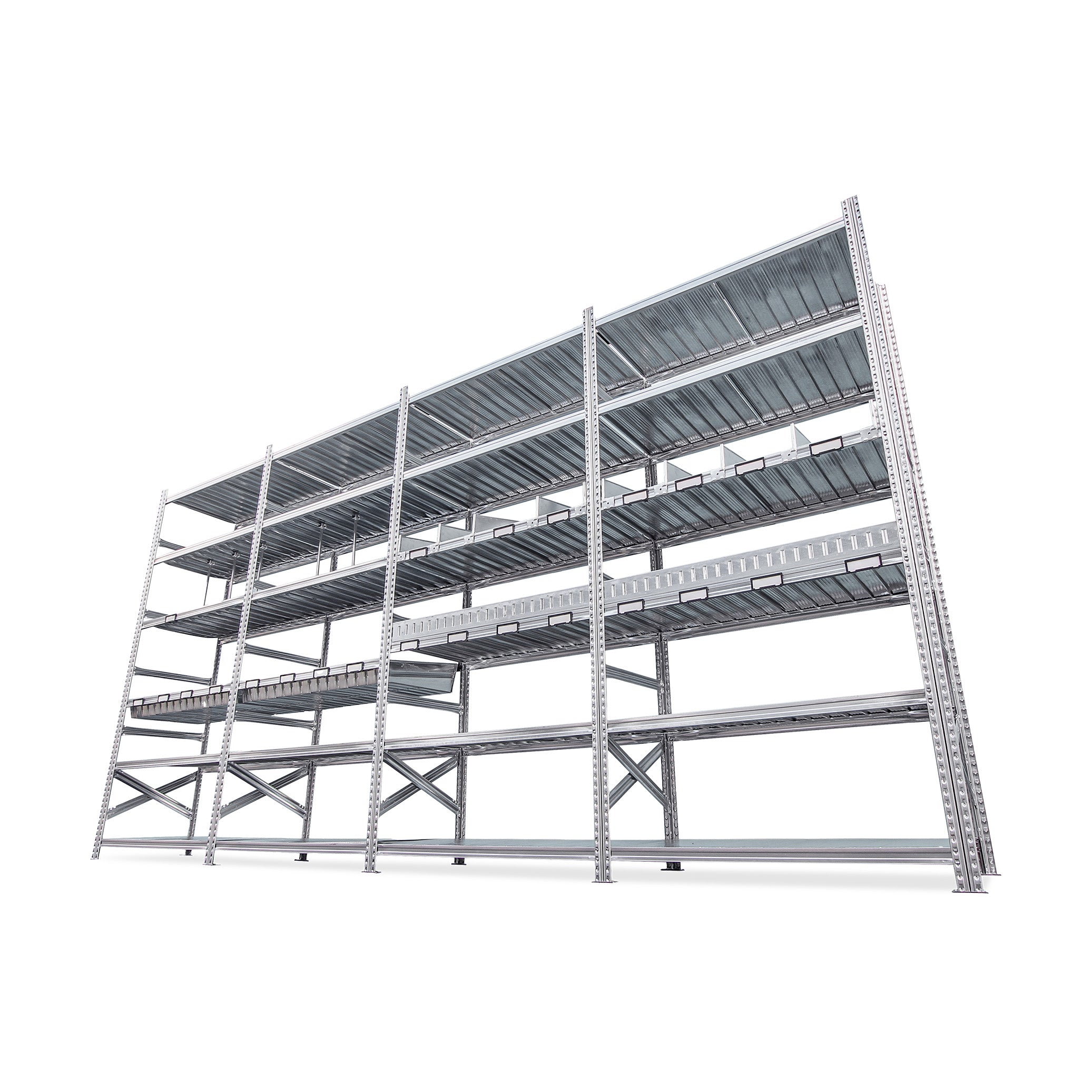 Anbauregal aus Metall 93,5 × 50 × 200 cm – 5 Fachböden, Traglast 185 kg pro Boden, robust & flexibel