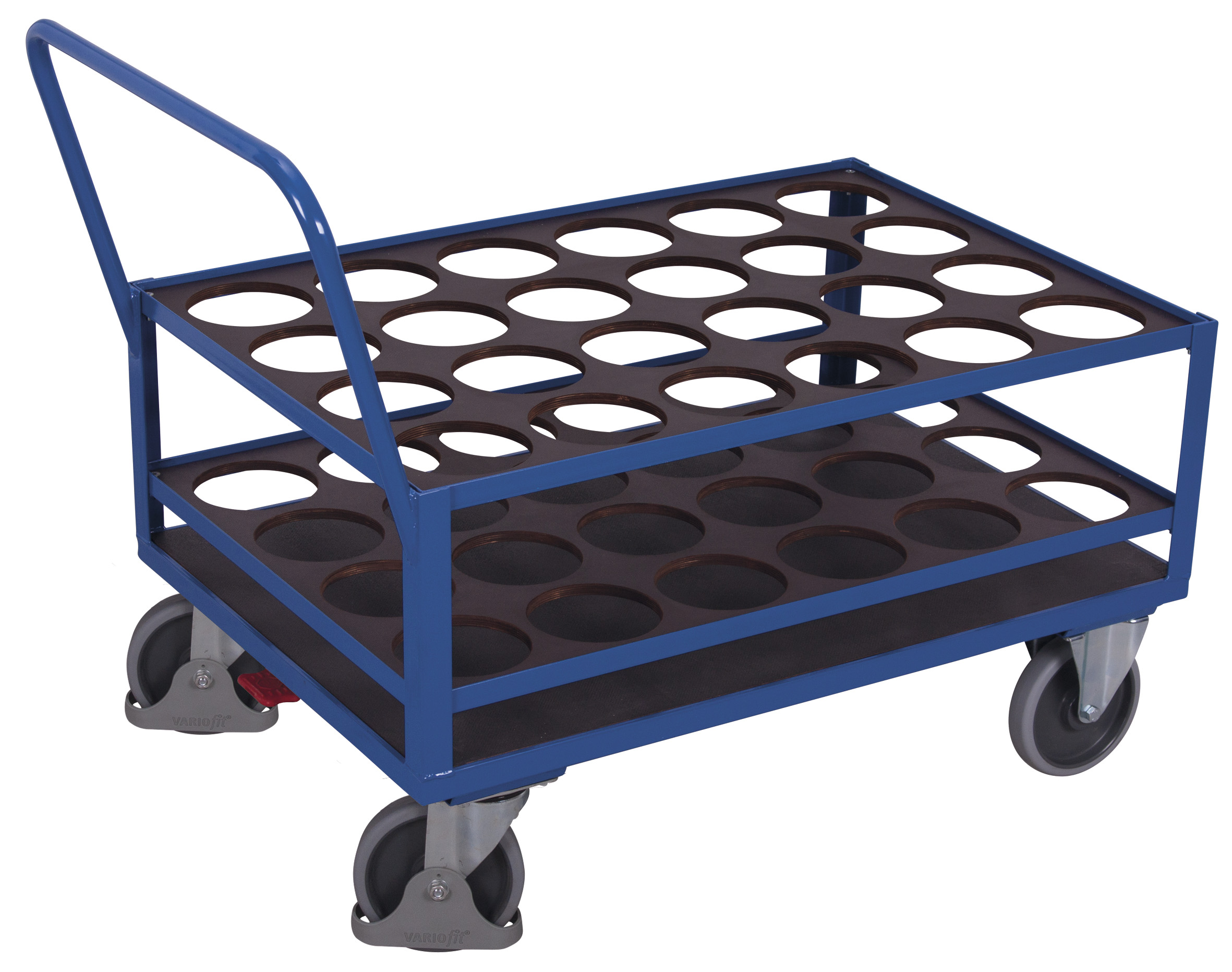 Stabiler Stahlflaschenwagen 1265 × 775 × 1000 mm für 24 Flaschen, RAL 5010, ideal für Lager & Transport Stabiler Stahlflaschenwagen 1265 × 775 × 1000 mm für 24 Flaschen, RAL 5010, ideal für Lager & Transport