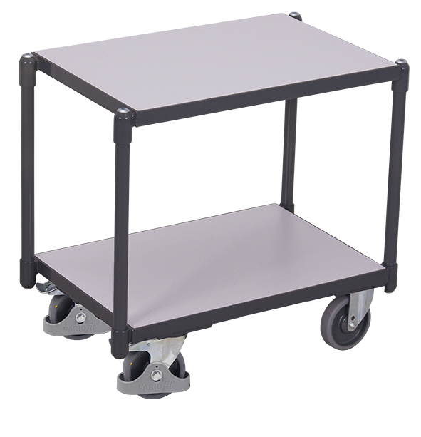 Schmaler ESD-Transportroller 675 × 415 mm mit 2 Ladeflächen, RAL 7024, elektrisch leitfähig Schmaler ESD-Transportroller 675 × 415 mm mit 2 Ladeflächen, RAL 7024, elektrisch leitfähig