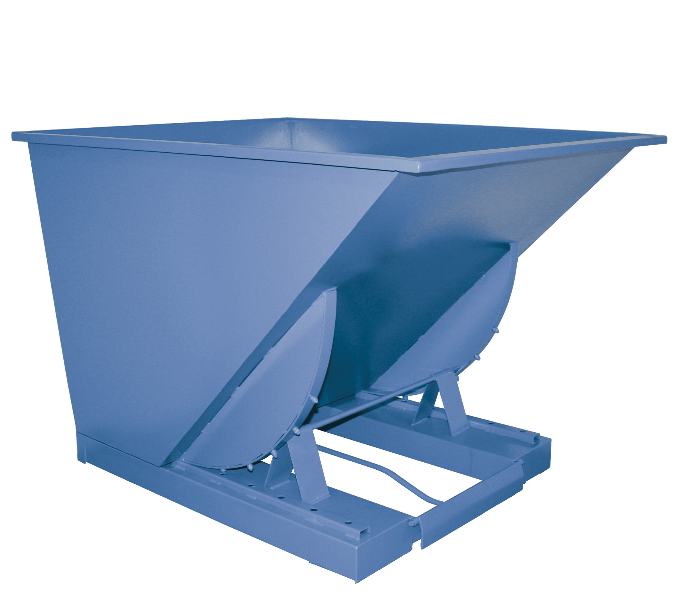 Großer Selbstkipper mit Abrollsystem, 1000 l Volumen, 2000 kg Traglast, RAL 5010 Geräumiger Selbstkipper mit Abrollsystem, 600 l Volumen, 2000 kg Traglast, RAL 5010