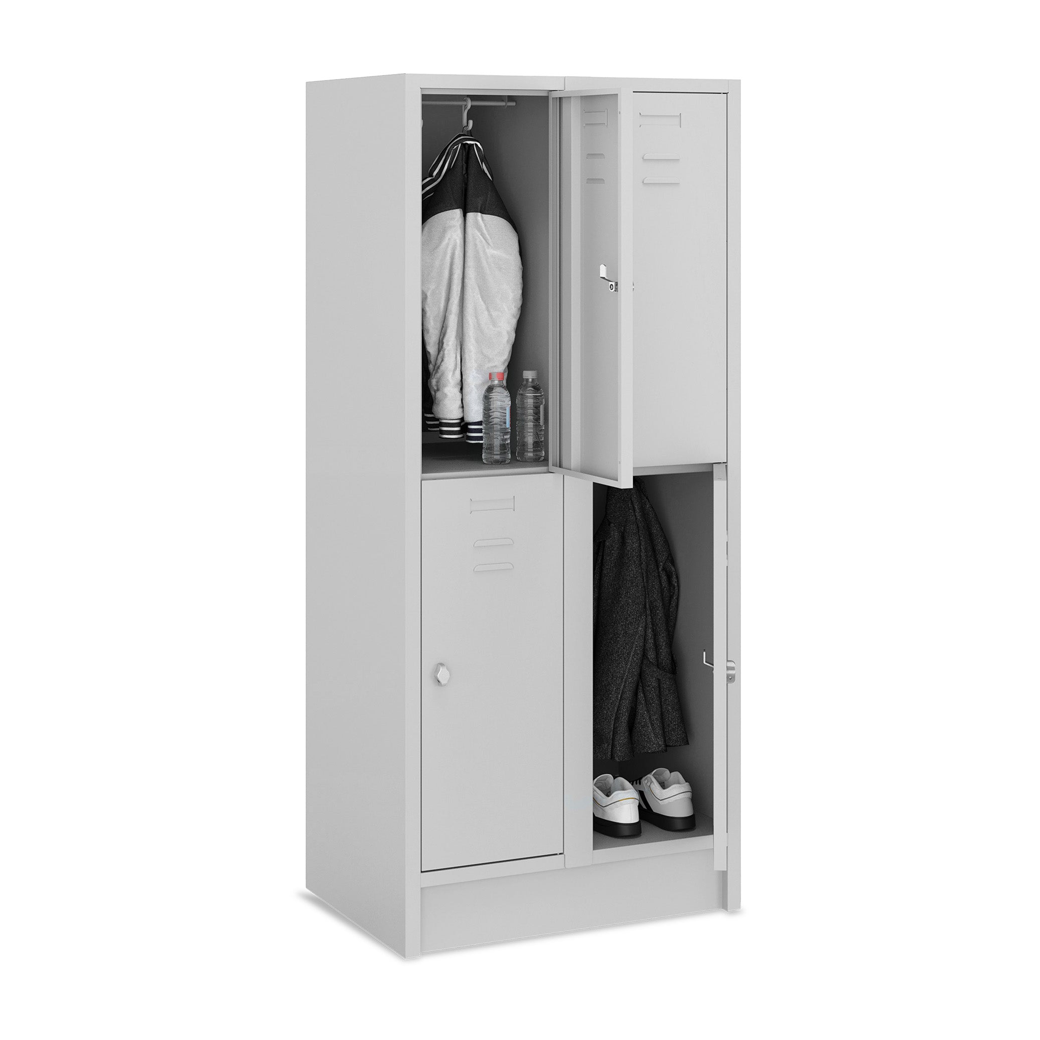 Großzügige Fächersäule 4 Türen, 800 × 500 × 1800 mm, Farbe lichtgrau