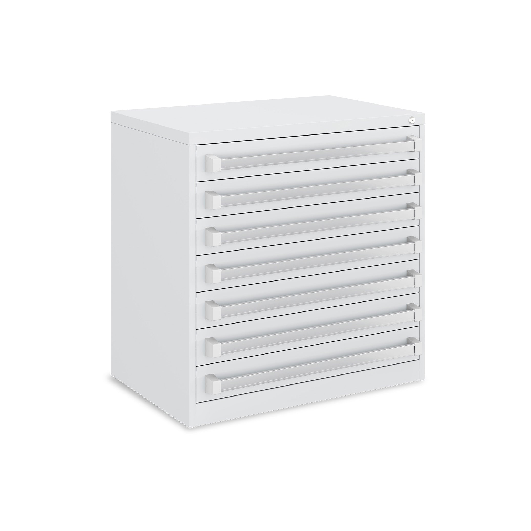 Kompakter Schubladenschrank 800 × 525 × 800 mm – 7 Schubladen à 100 mm, Farbe lichtgrau / lichtgrau