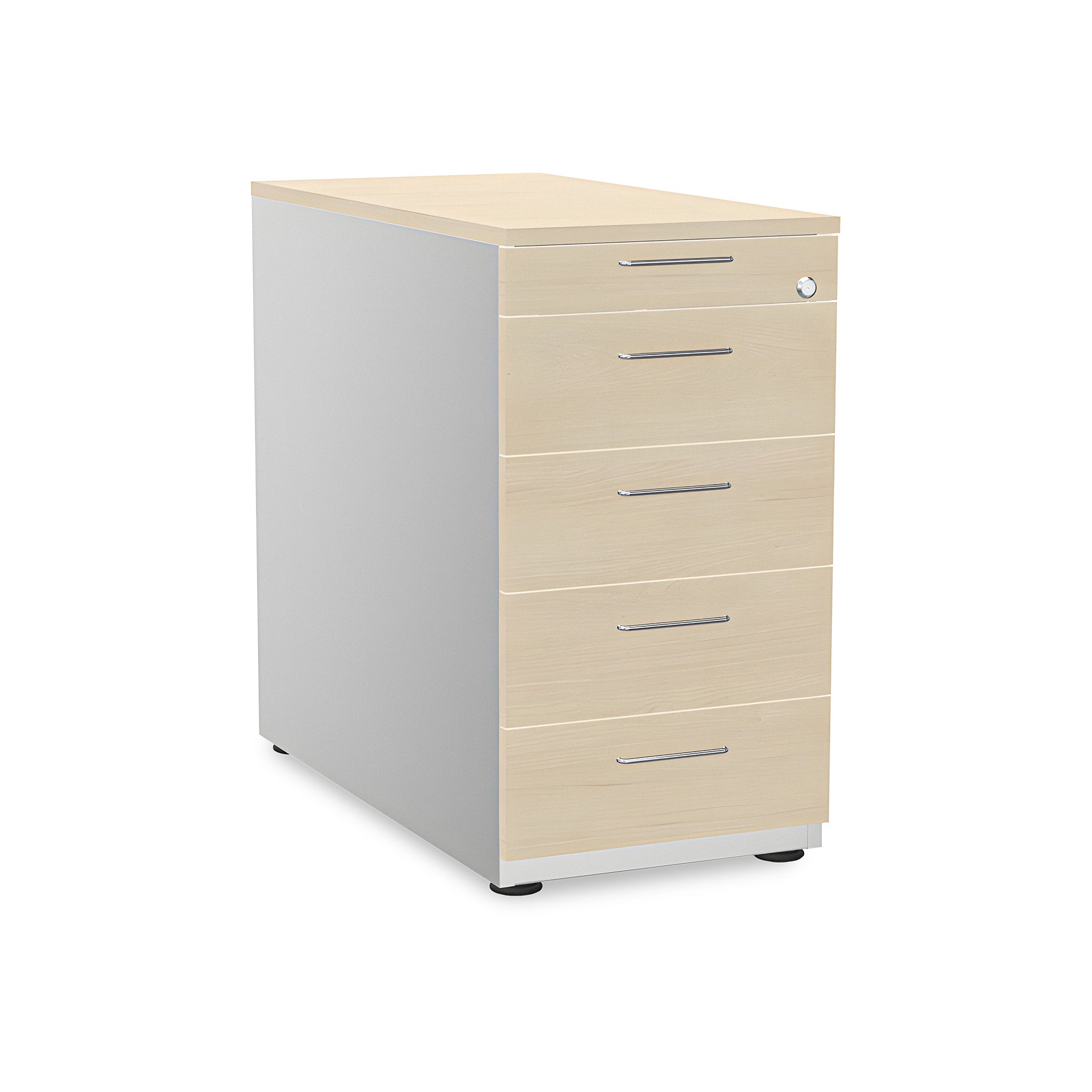 Standcontainer mit 800 mm Tiefe, Dekor Weißaluminium/Ahorn/Ahorn – stabil & vielseitig einsetzbar Standcontainer mit 800 mm Tiefe, Dekor Weißaluminium/Ahorn/Ahorn – stabil & vielseitig einsetzbar