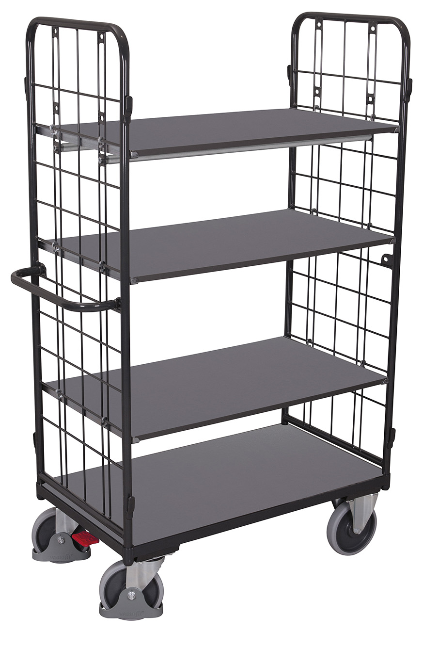 Geräumiger Etagenwagen hoch 1185 × 720 × 1820 mm in RAL 7016 mit Gitter-Stirnwänden, 500 kg Traglast, ideal für Lager & Werkstatt Geräumiger Etagenwagen hoch 1185 × 620 × 1820 mm in RAL 7016 mit Gitter-Stirnwänden, 500 kg Traglast, ideal für Lager & Werkstatt