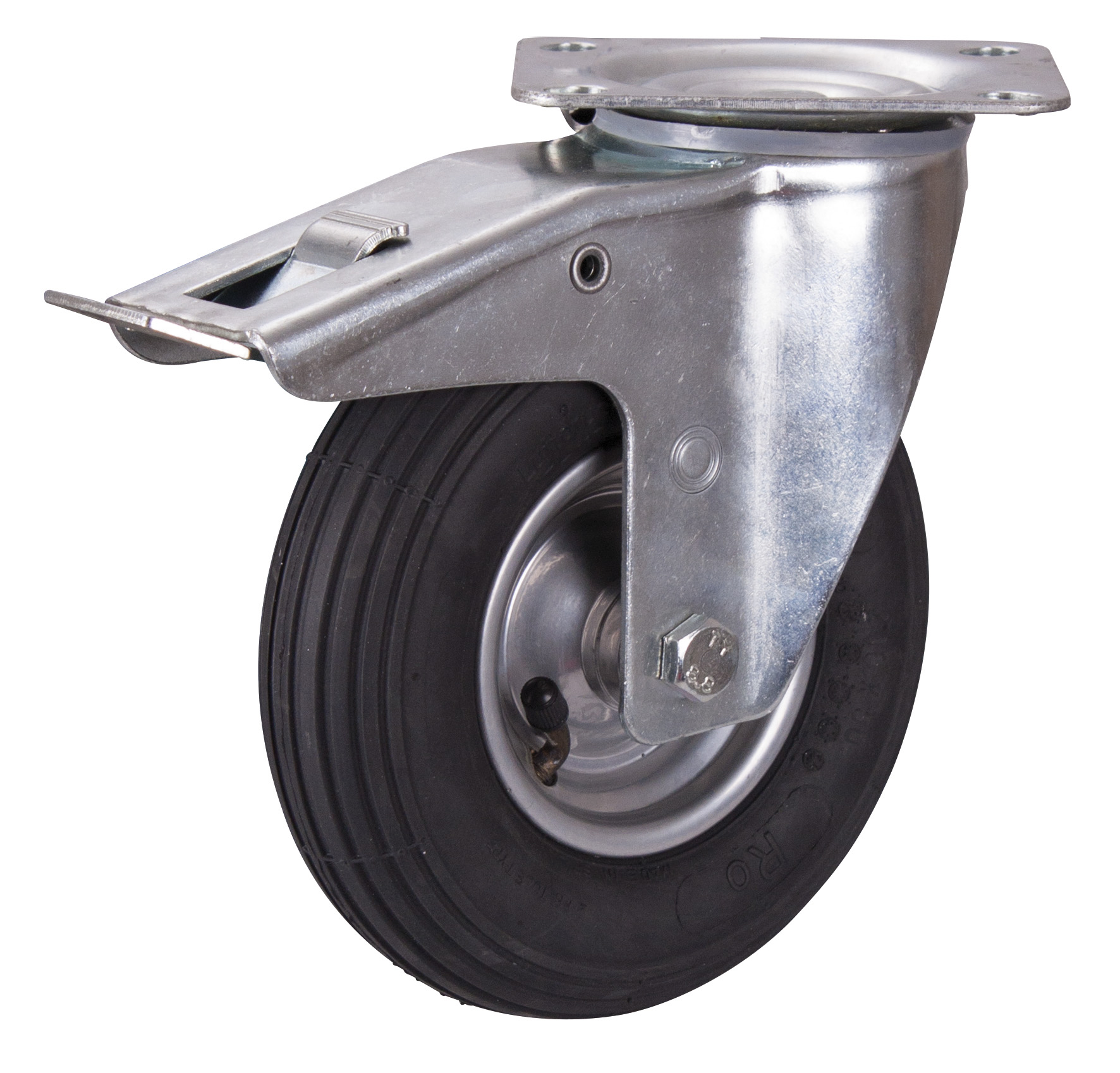 Kompakte Bremsrolle 200 mm mit Luftbereifung, 75 kg Traglast, Bauhöhe 235 mm, geräuscharm Kompakte Bremsrolle 200 mm mit Luftbereifung, 75 kg Traglast, Bauhöhe 235 mm, geräuscharm