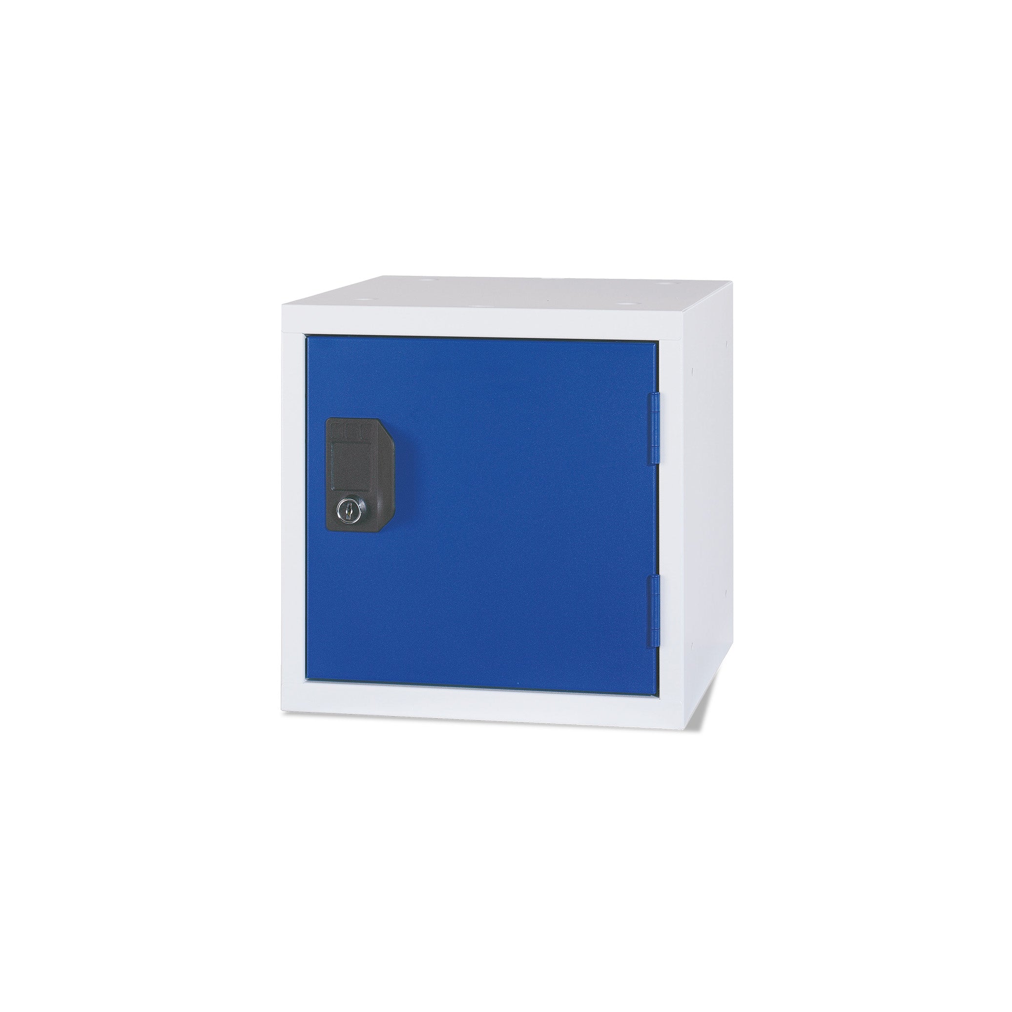 Modularer Schließfachwürfel 450 × 450 × 450 mm, Lichtgrau/Enzianblau – flexibel erweiterbares Aufbewahrungssystem