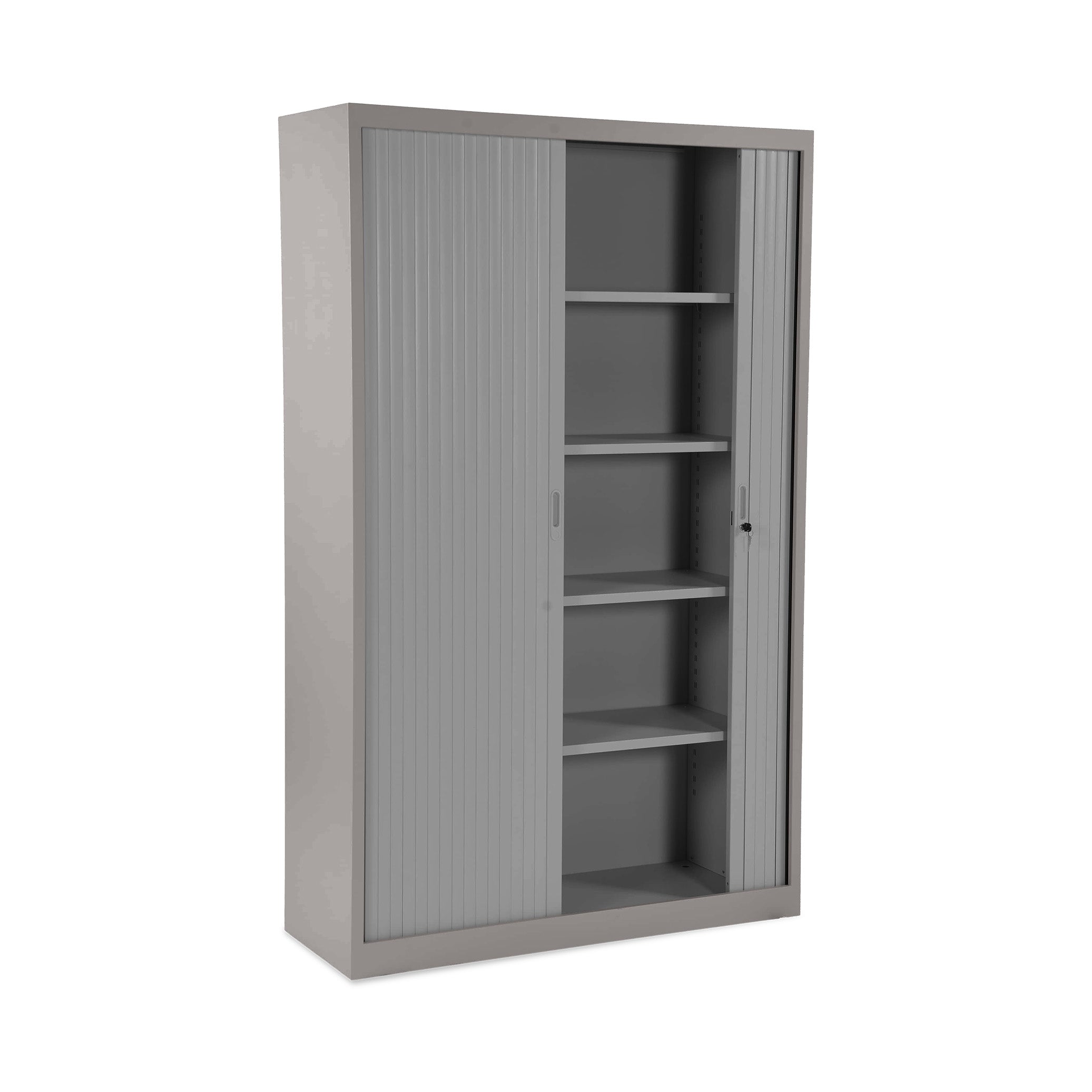Hoher Rollladenschrank 1200 × 450 × 1950 mm, farbe weißaluminium/silber, 5 OH