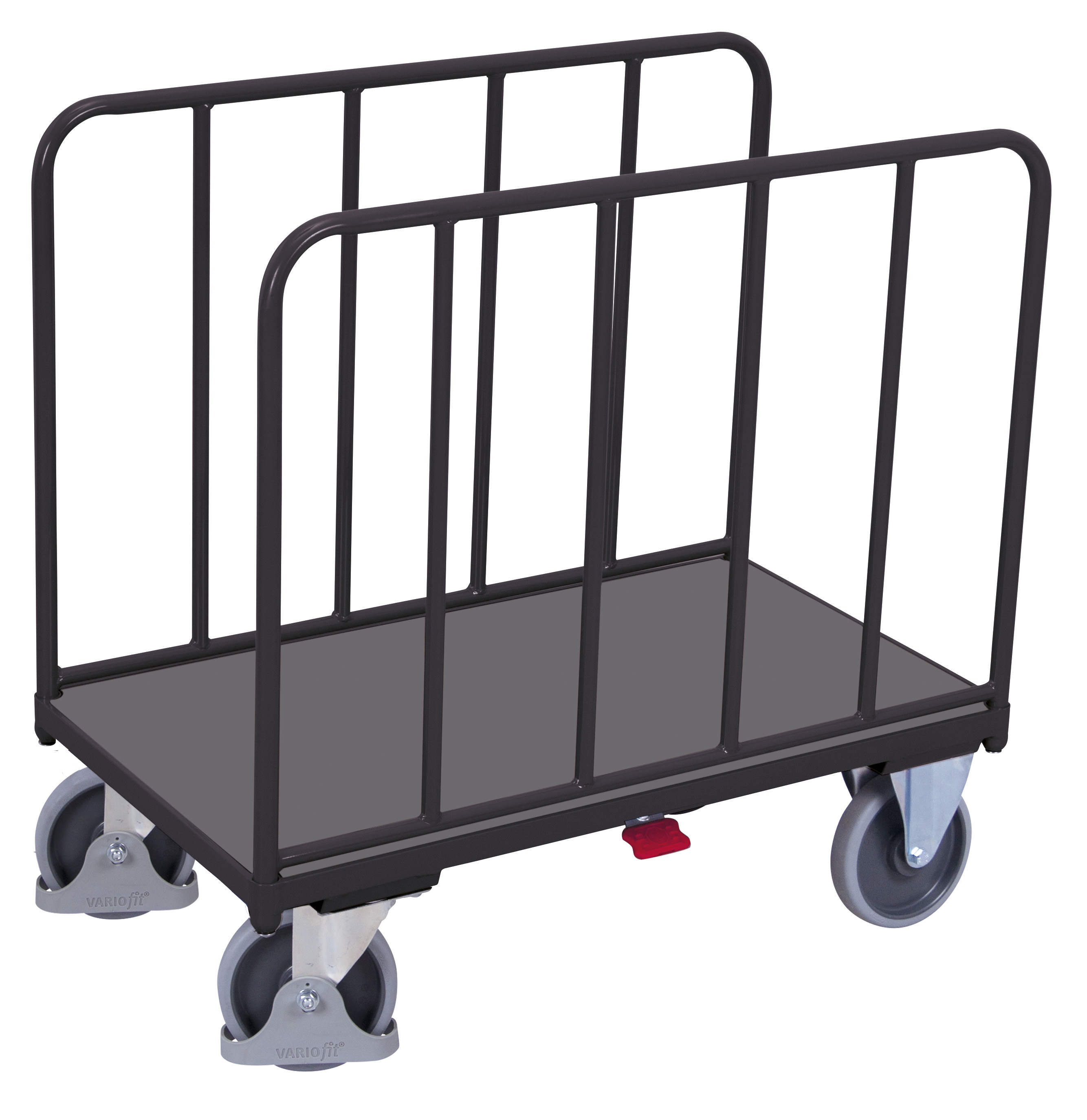 Kompakter Seitenbügelwagen 1060 × 600 mm mit Rohrwänden, 500 kg Traglast, RAL 7016, ideal für Lager & Werkstatt Großformatiger Seitenbügelwagen 1260 × 800 mm mit Rohrwänden, 500 kg Traglast, RAL 7016, ideal für Lager & Werkstatt