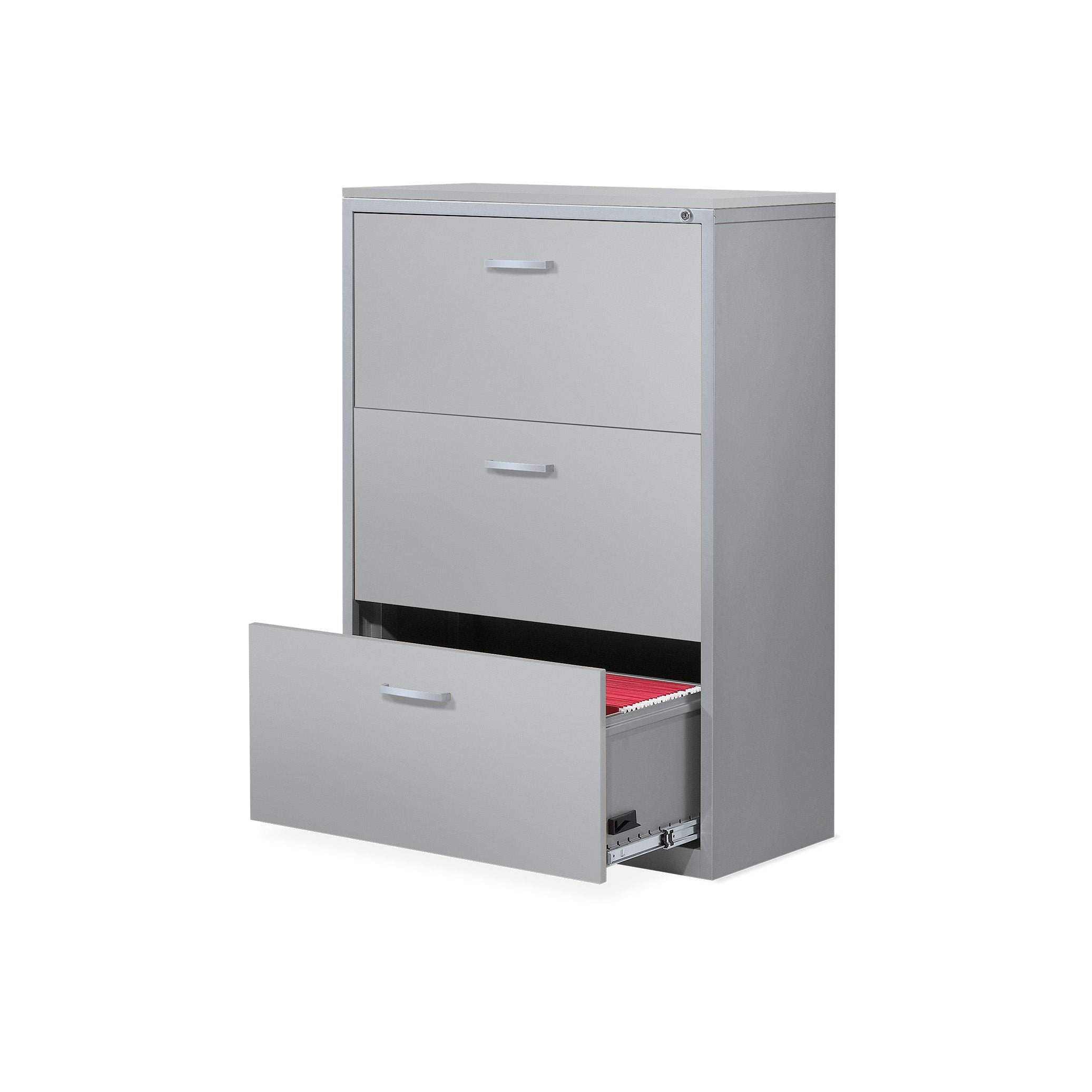 Mittelhoher Hängeregistraturschrank 800 × 420 × 1160 mm, Farbe Weißaluminium/Grau