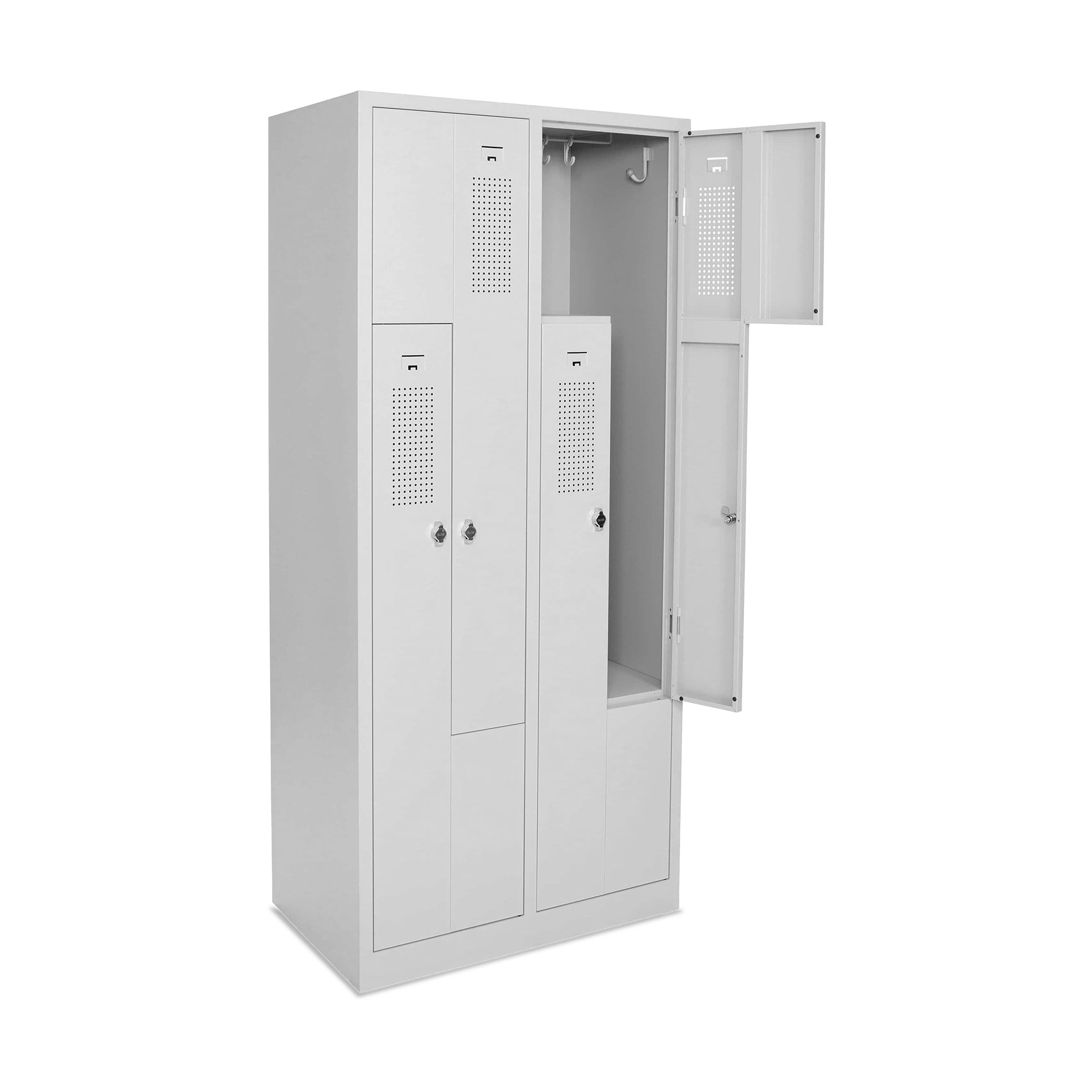 Z-Spind mit 4 Drehriegeln, 800 × 500 × 1800 mm, Farbe lichtgrau