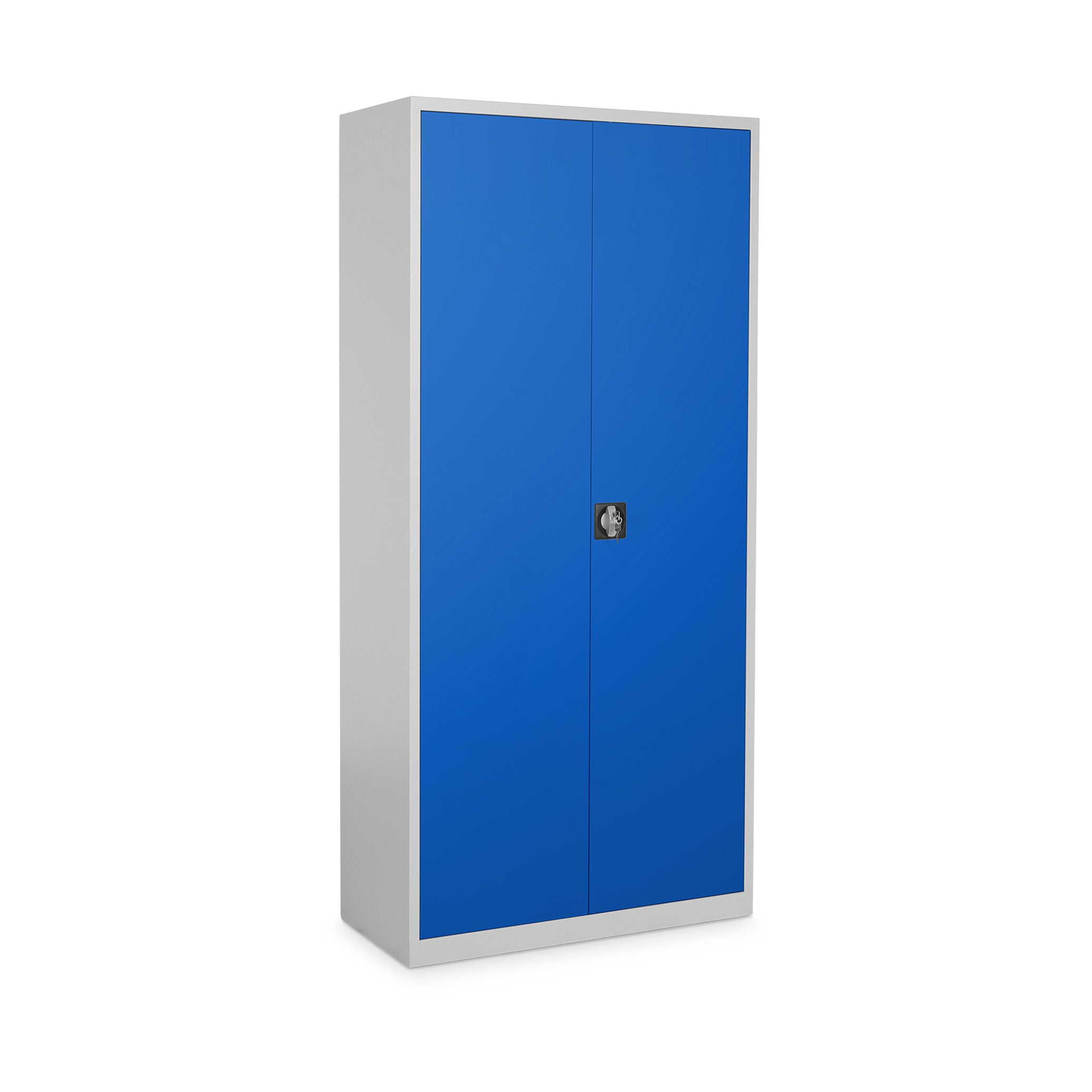 Vielseitiger Flügeltürenschrank 800 × 380 × 1800 mm, Farbe Lichtgrau/Enzianblau, 4,5 Ordnerhöhen Vielseitiger Flügeltürenschrank 800 × 380 × 1800 mm, Farbe Lichtgrau/Enzianblau, 4,5 Ordnerhöhen