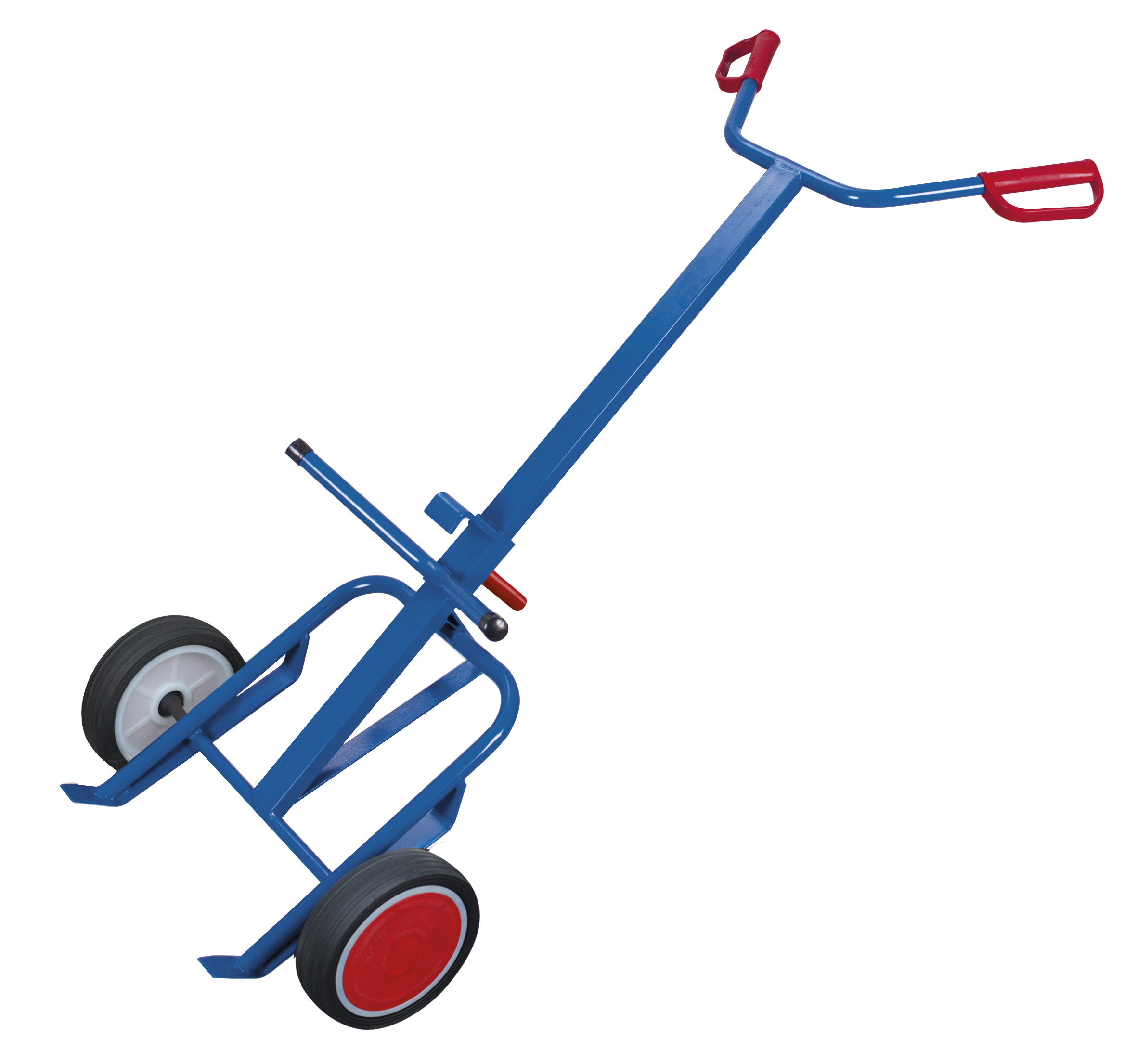 Funktionale Fasskarre 735 × 1600 × 410 mm mit Vollgummibereifung für 200-Liter-Stahlblechfässer, RAL 5010, ideal für Lager & Transport Funktionale Fasskarre 735 × 1600 × 410 mm mit Vollgummibereifung für 200-Liter-Stahlblechfässer, RAL 5010, ideal für Lager & Transport