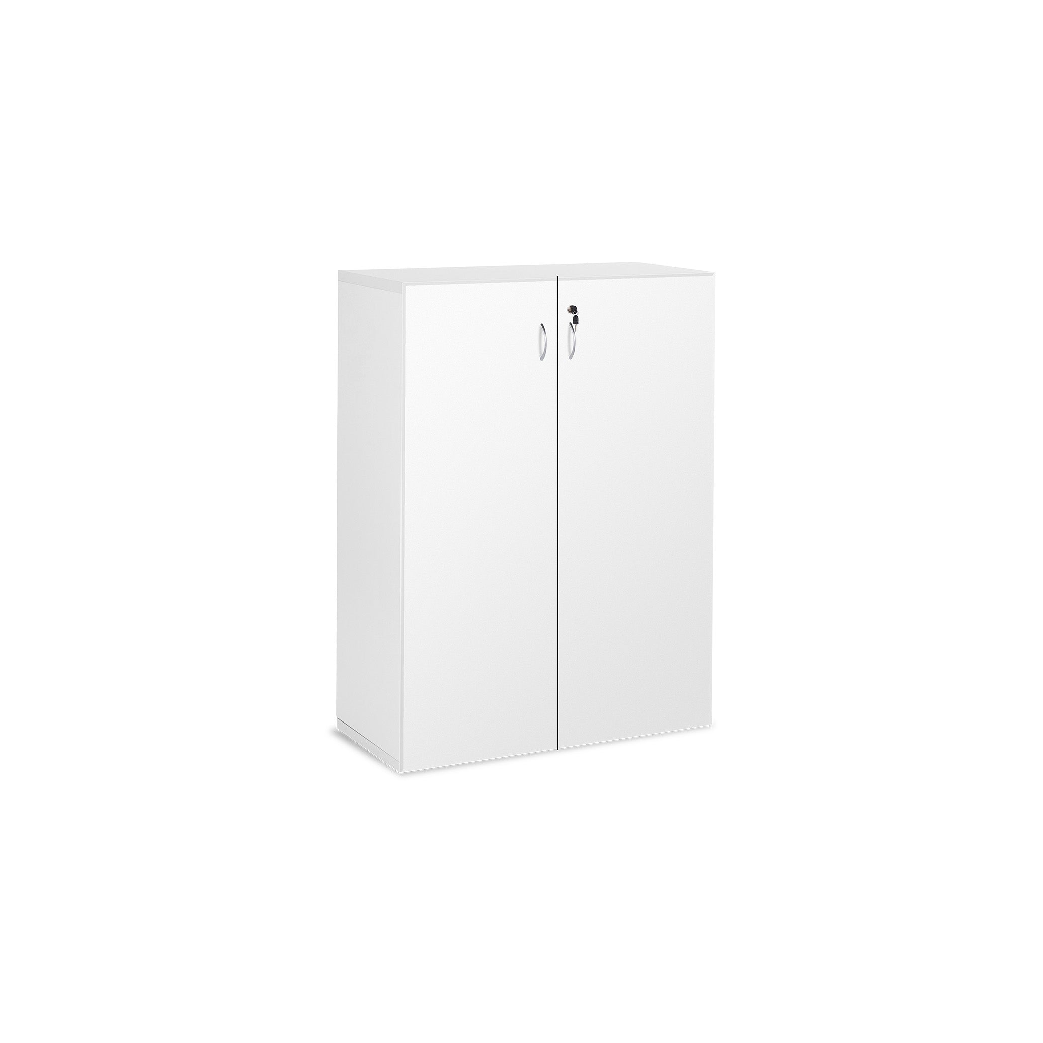 Aktenschrank aus Holz mit 3 Ordnerhöhen – Dekor Weiß, abschließbar (800 x 393 x 1095 mm) – Modern, hell & aufgeräumt