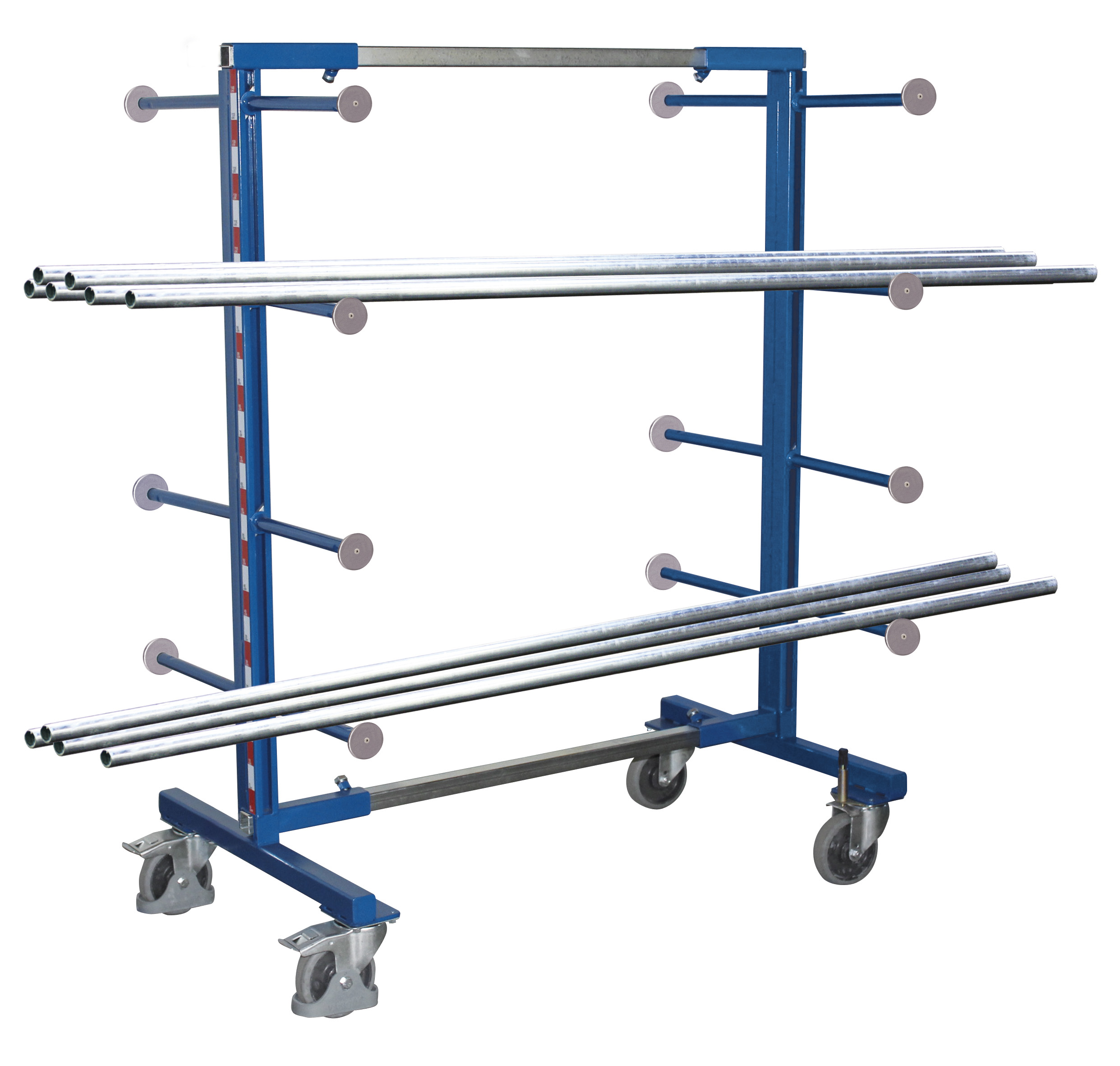 Flexibler Tragarmwagen zweiseitig, mit 8 Tragarmebenen, 400 kg Traglast, RAL 5010, 540–1700 × 830 mm