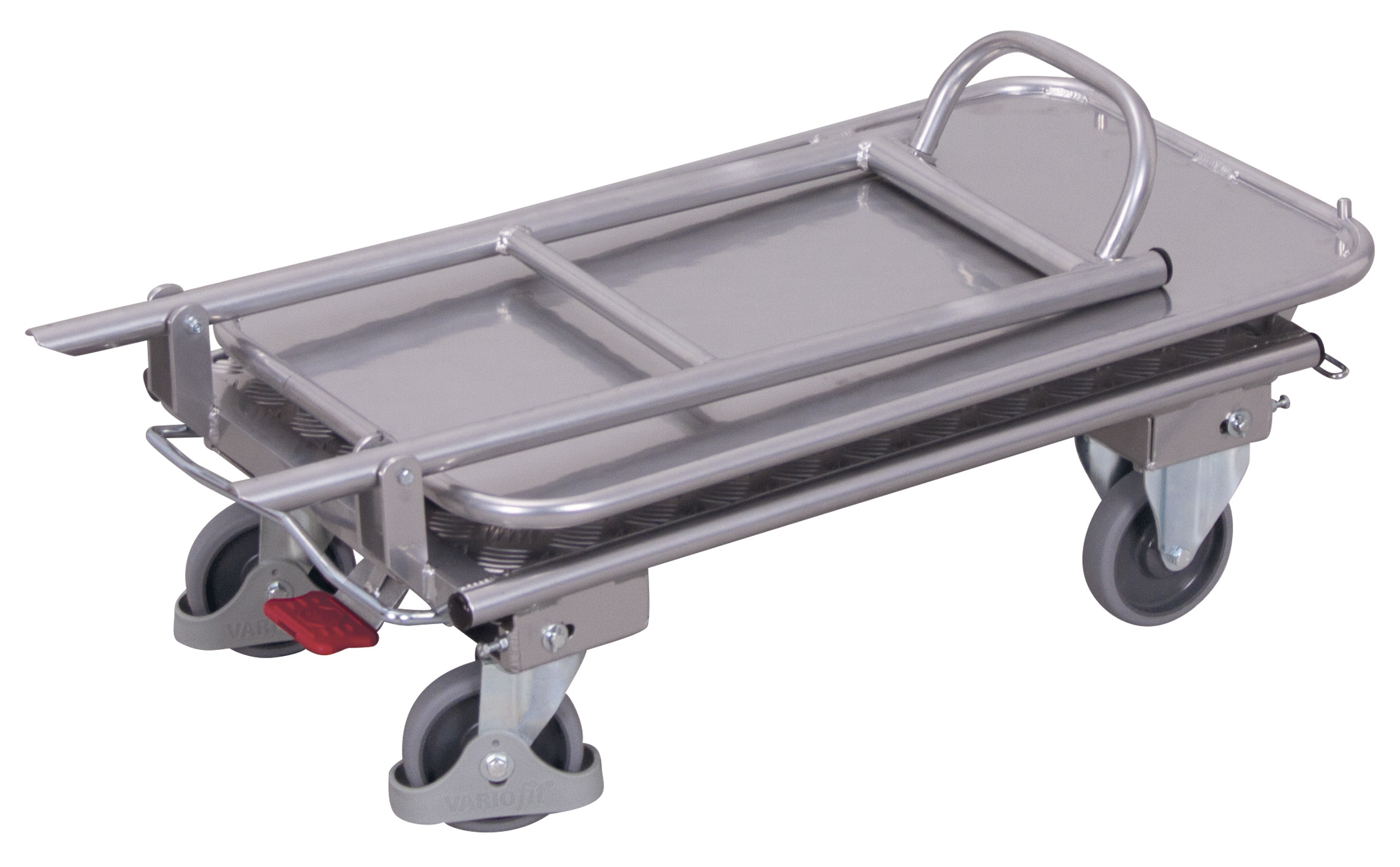 Kompakter Aluminium Klappbügelwagen mit 2 Etagen 890 × 450 mm mit Riffelblech-Ladeflächen, 150 kg Traglast, ideal für Lager & Werkstatt
