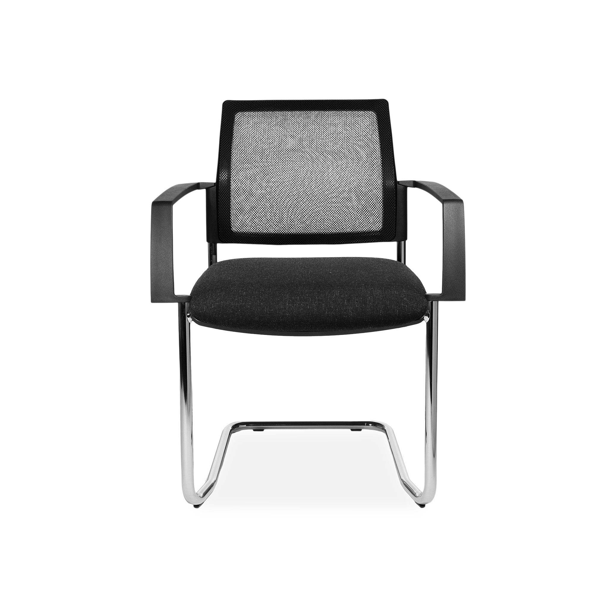 Freischwinger BTOB 20 mit Netzrücken und Chromgestell – stapelbar bis 6 – für Konferenz & Empfang – Anthrazitfarbenes Polster – stilvoll & langlebig