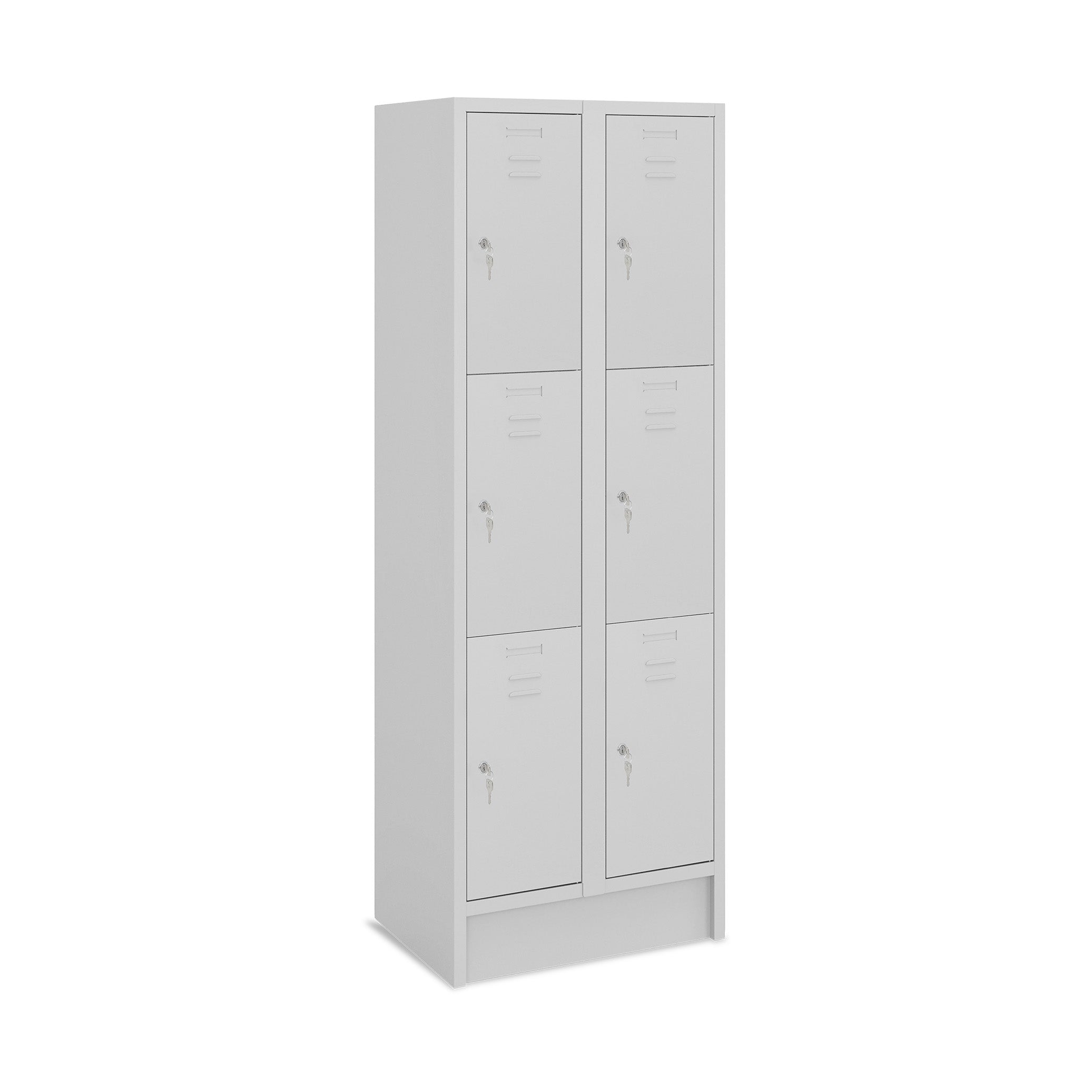 Fächerschrank mit 2 Abteilen und 6 Fächern, Abteilbreite 300 mm, Lichtgrau